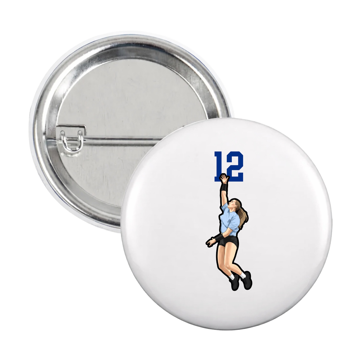 Game Day Button — Number Top in White