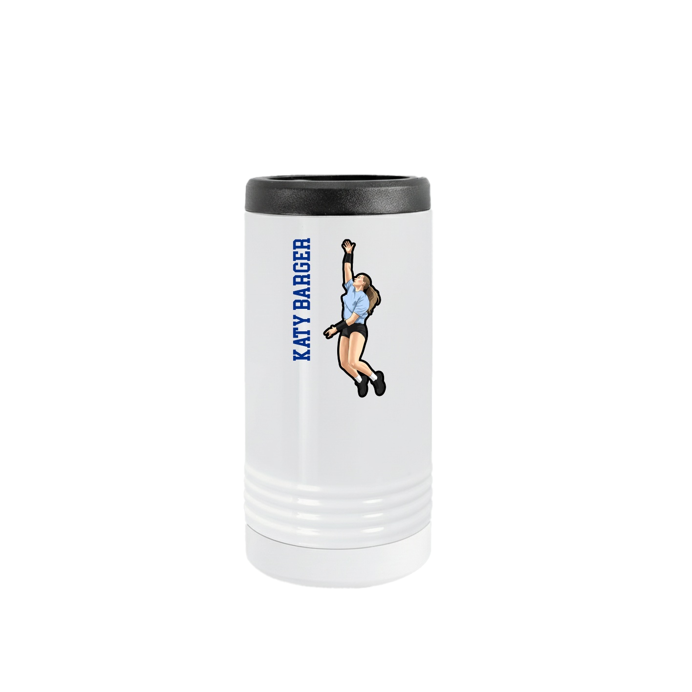 Slim Beverage Holder — Name Vertical in White