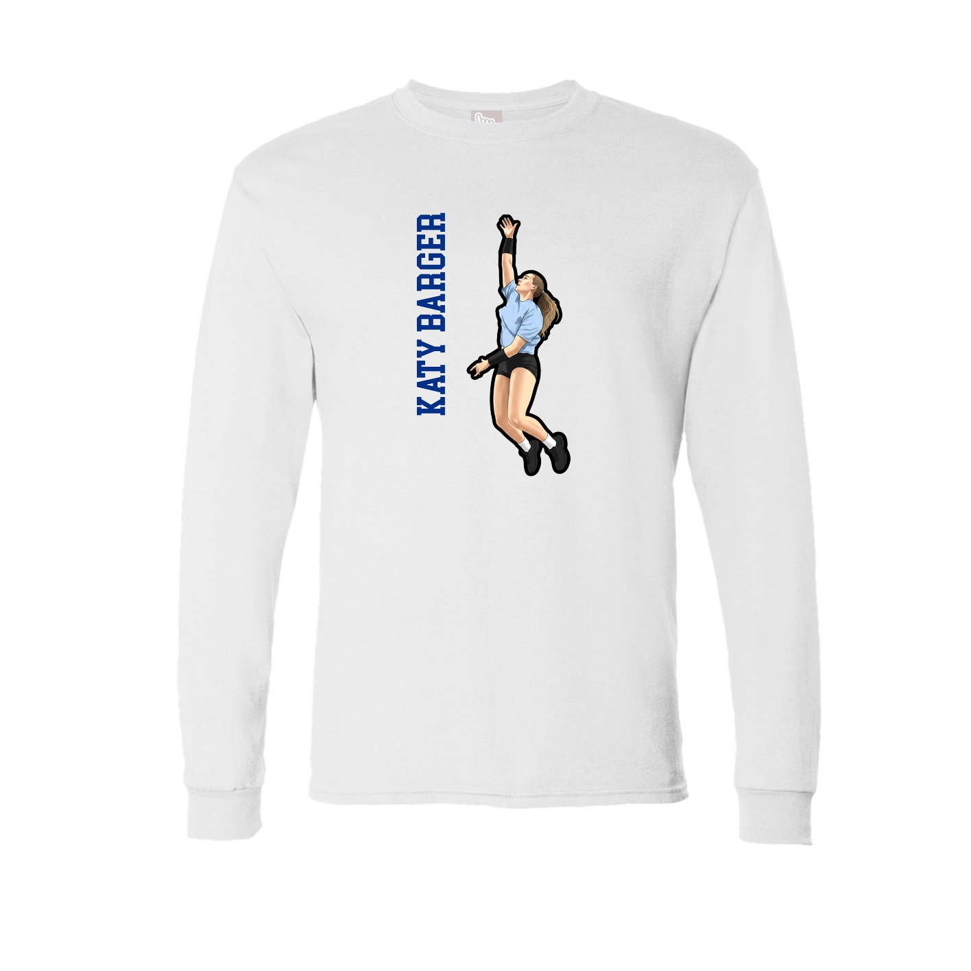 Long Sleeve Tee — Name Vertical in White