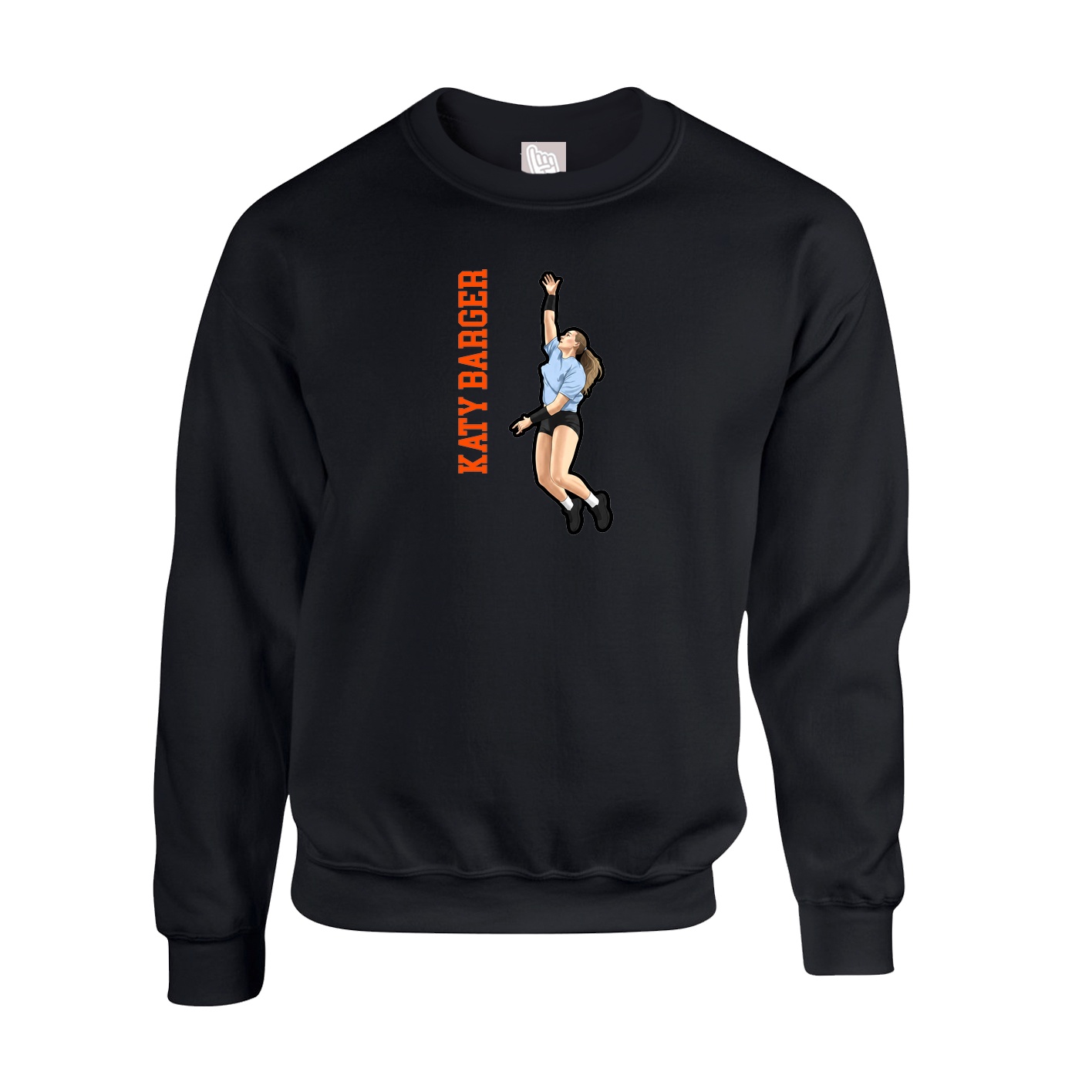 Fleece Crew — Name Vertical in Black