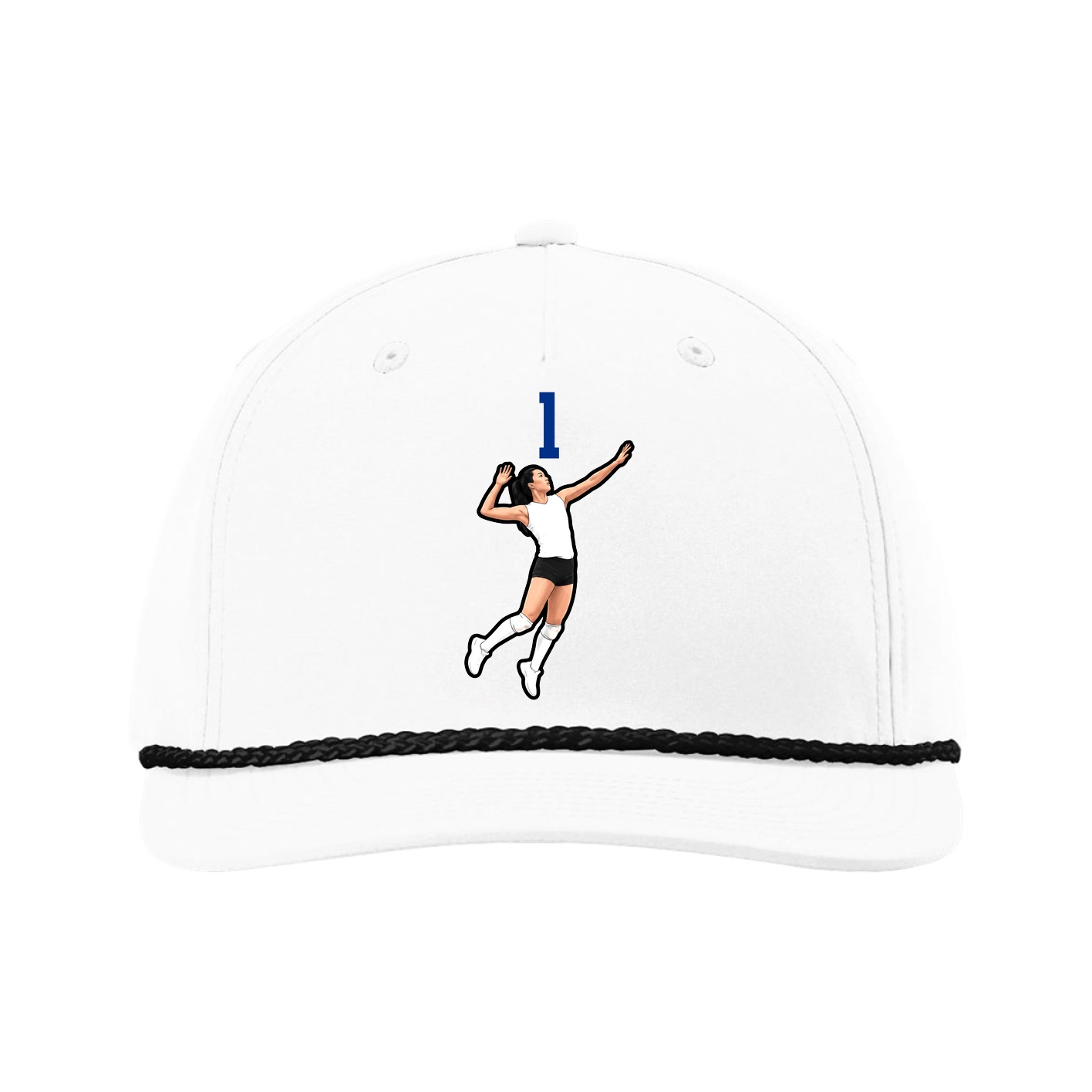 Five-Panel Classic Rope Cap — Number Top in White