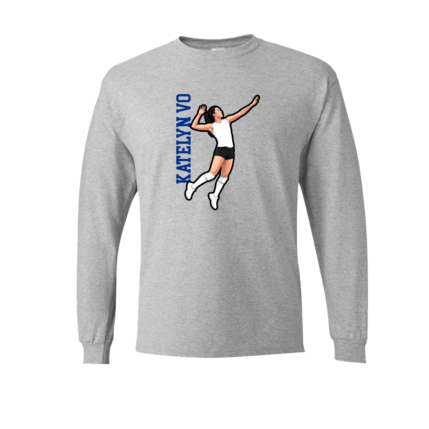 Long Sleeve Tee — Name Vertical in Grey