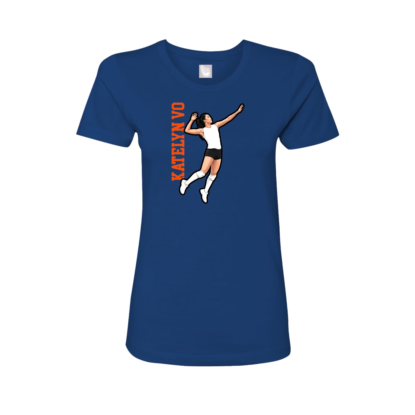 Fitted Women's Tee — Name Vertical in Royal