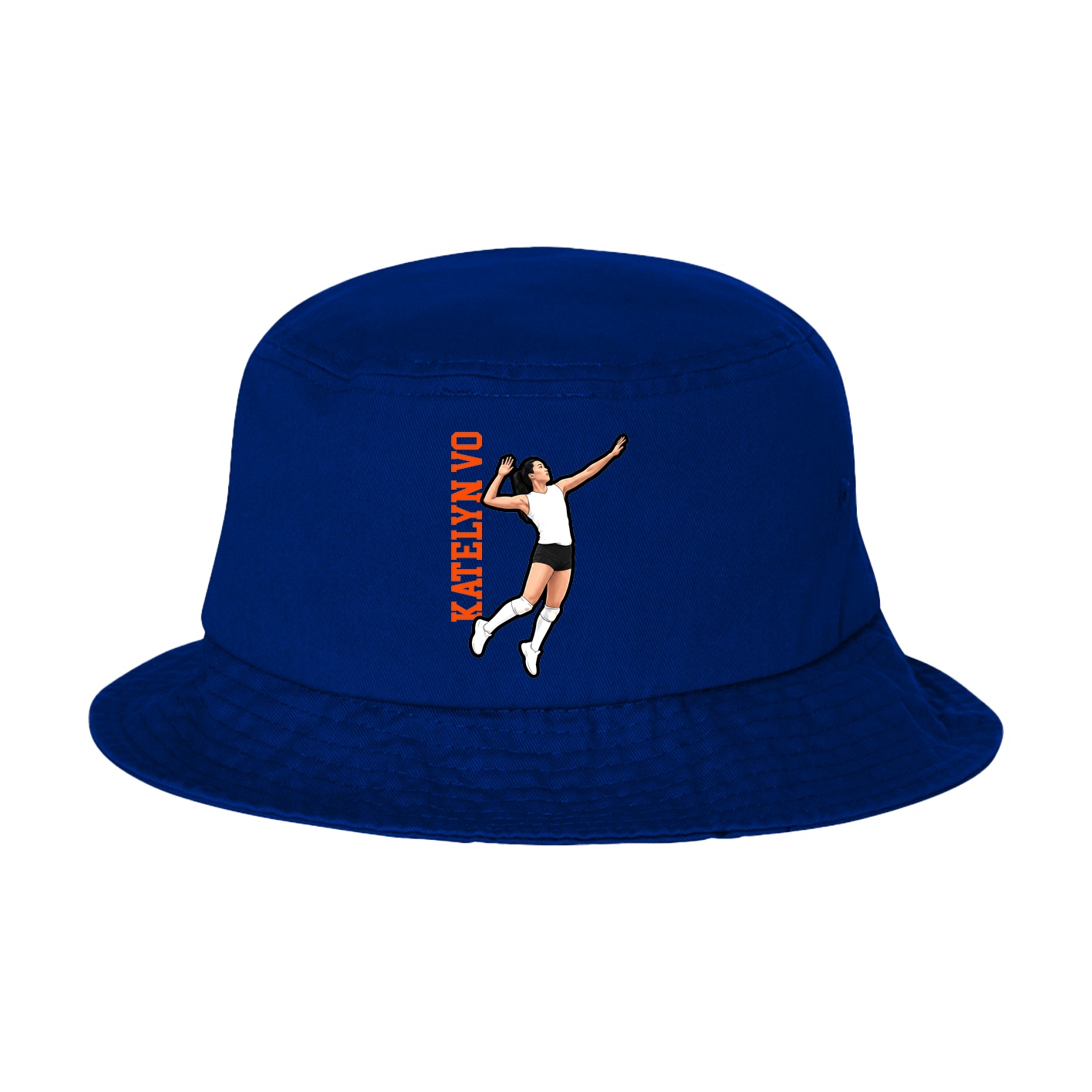 Bucket Cap — Name Vertical in Royal Blue
