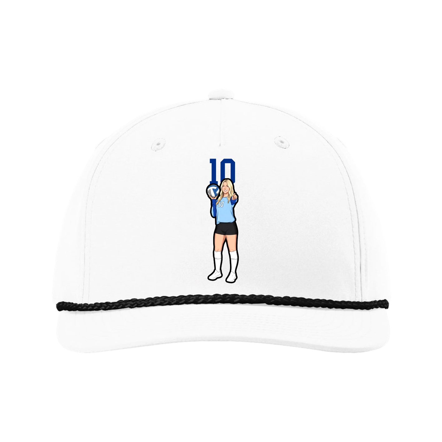 Five-Panel Classic Rope Cap — Number Top in White