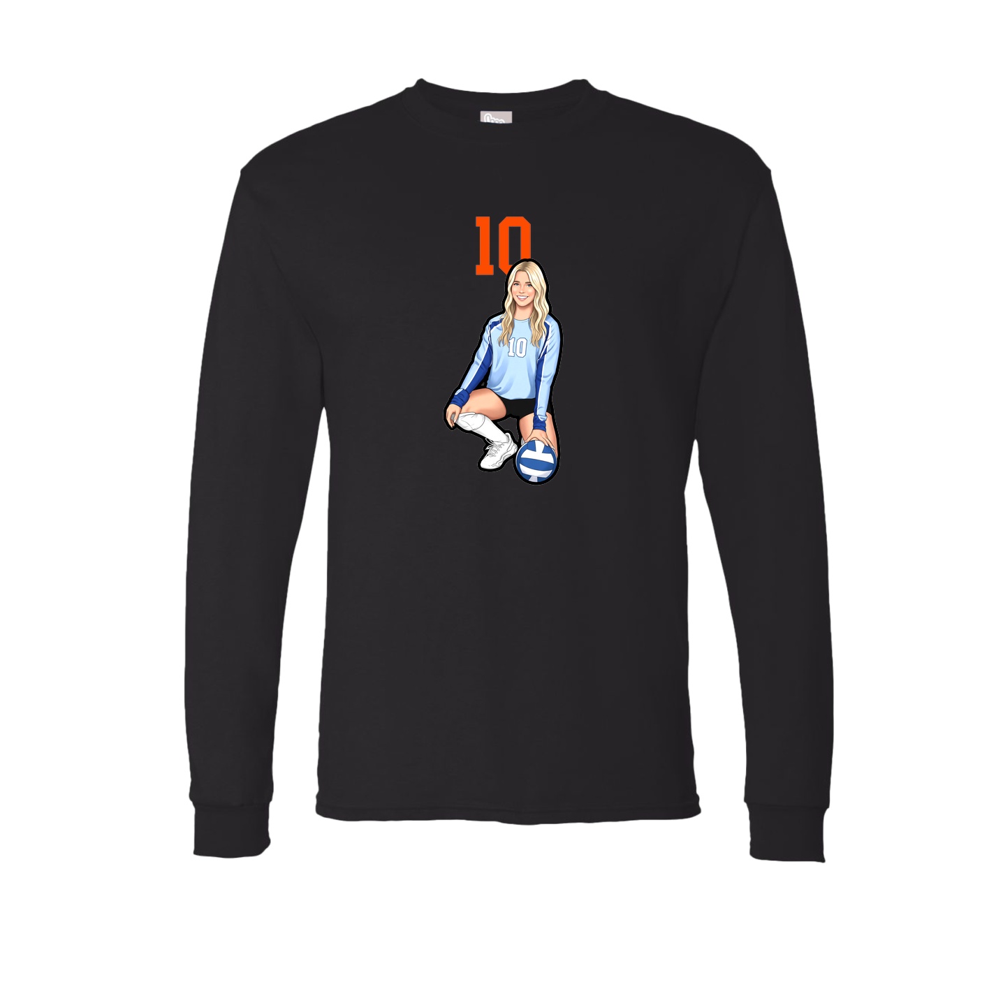 Long Sleeve Tee — Number Top in Black