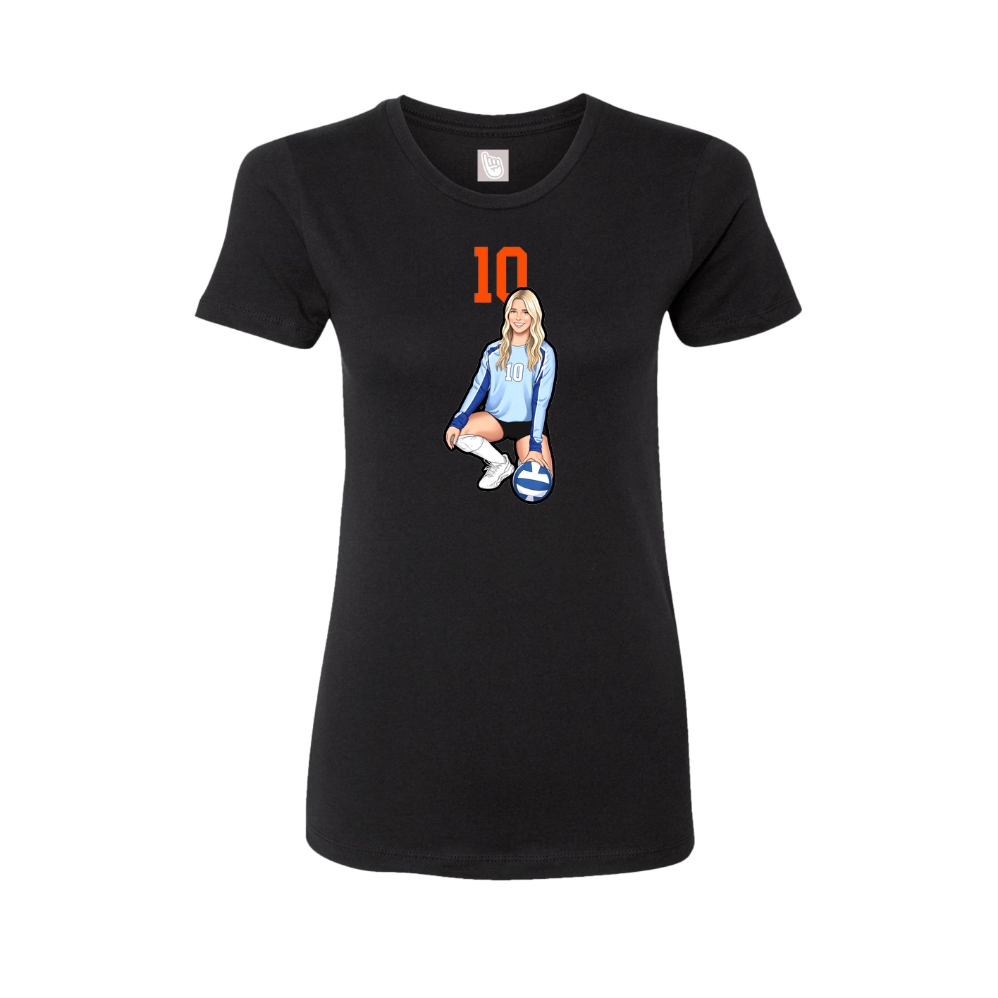 Fitted Women's Tee — Number Top in Black