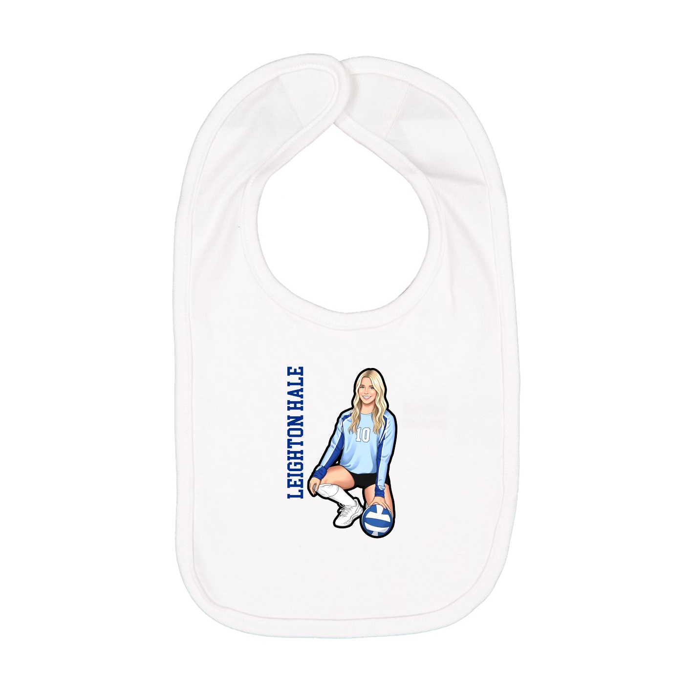 Infant Bib — Name Vertical in White