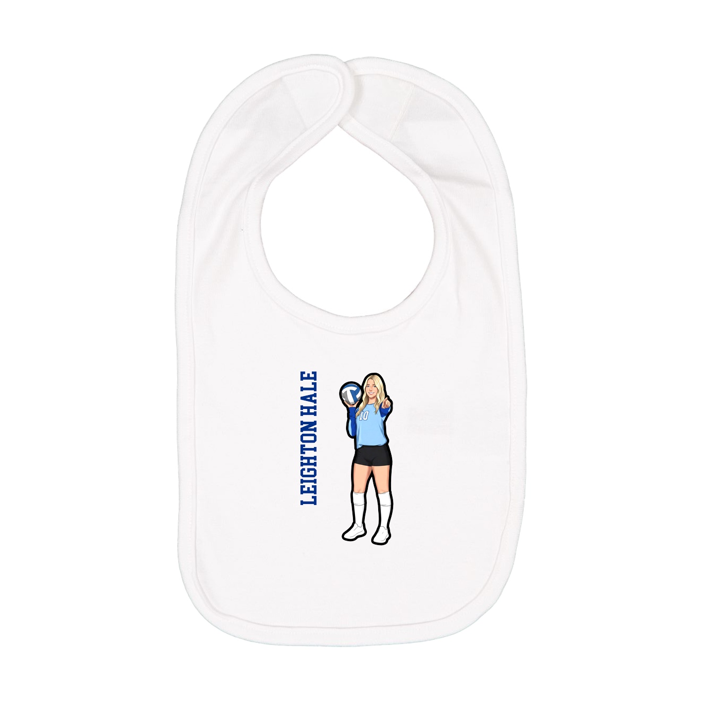 Infant Bib — Name Vertical in White