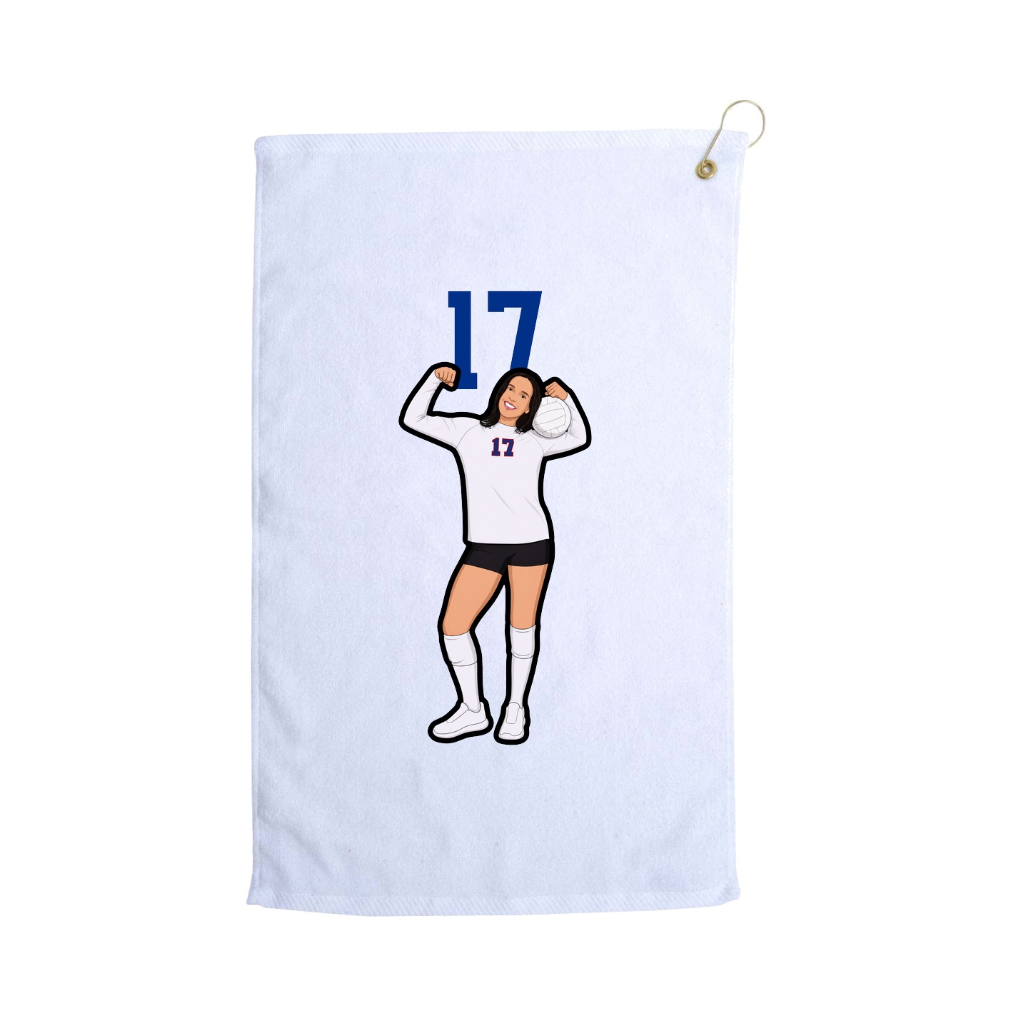 Golf Towel — Number Top in White