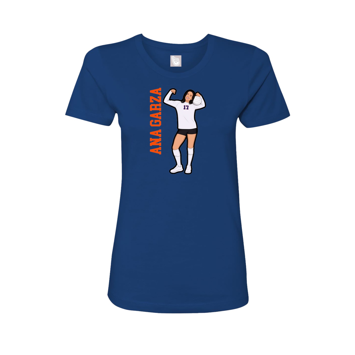 Fitted Women's Tee — Name Vertical in Royal