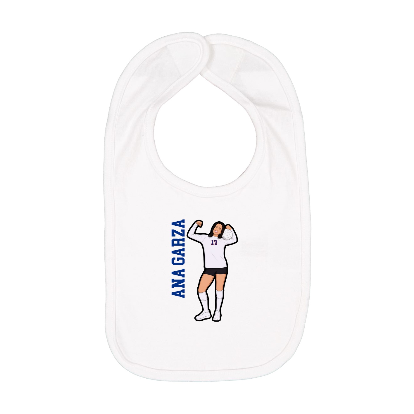 Infant Bib — Name Vertical in White