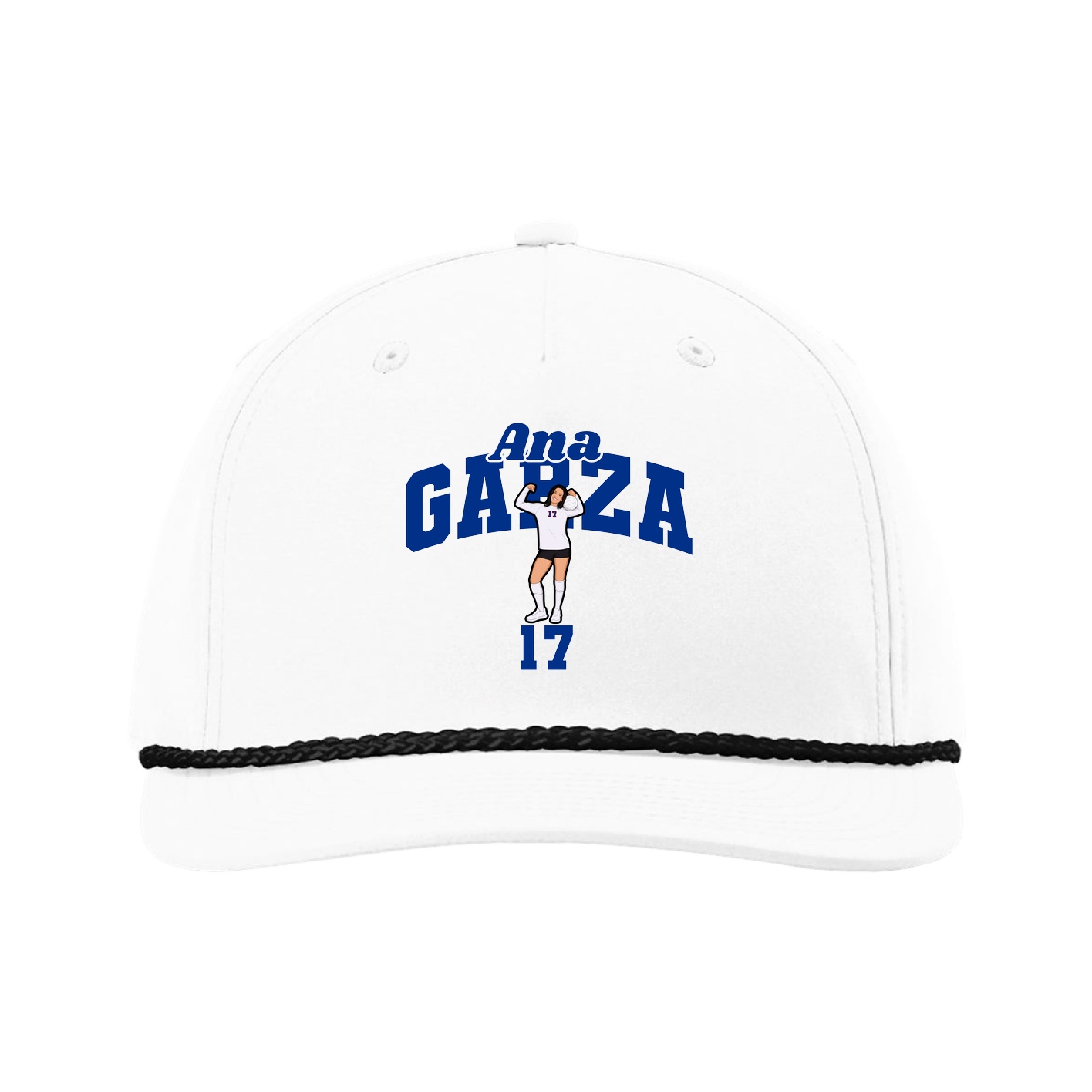 Five-Panel Classic Rope Cap — Signature Arch in White