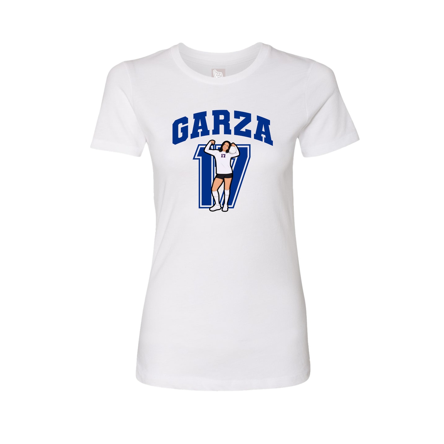 Fitted Women's Tee — Number in White