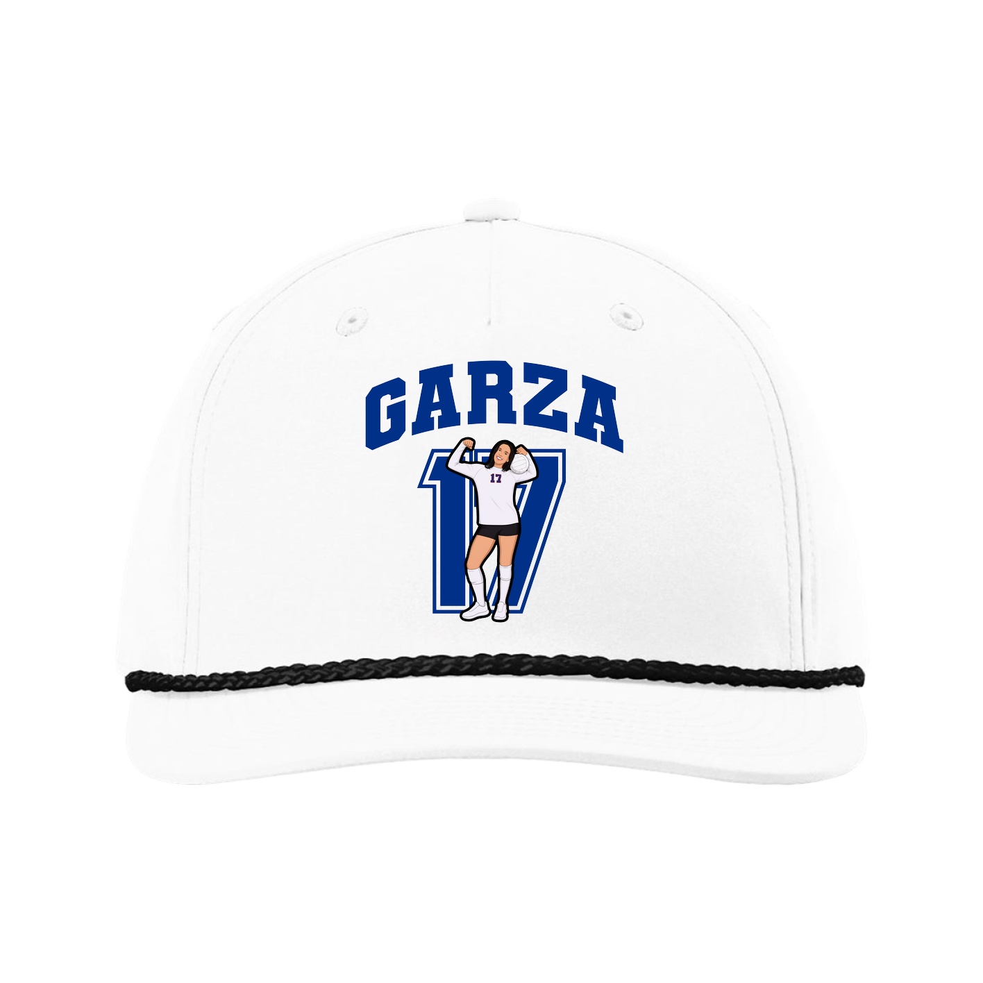 Five-Panel Classic Rope Cap — Number in White