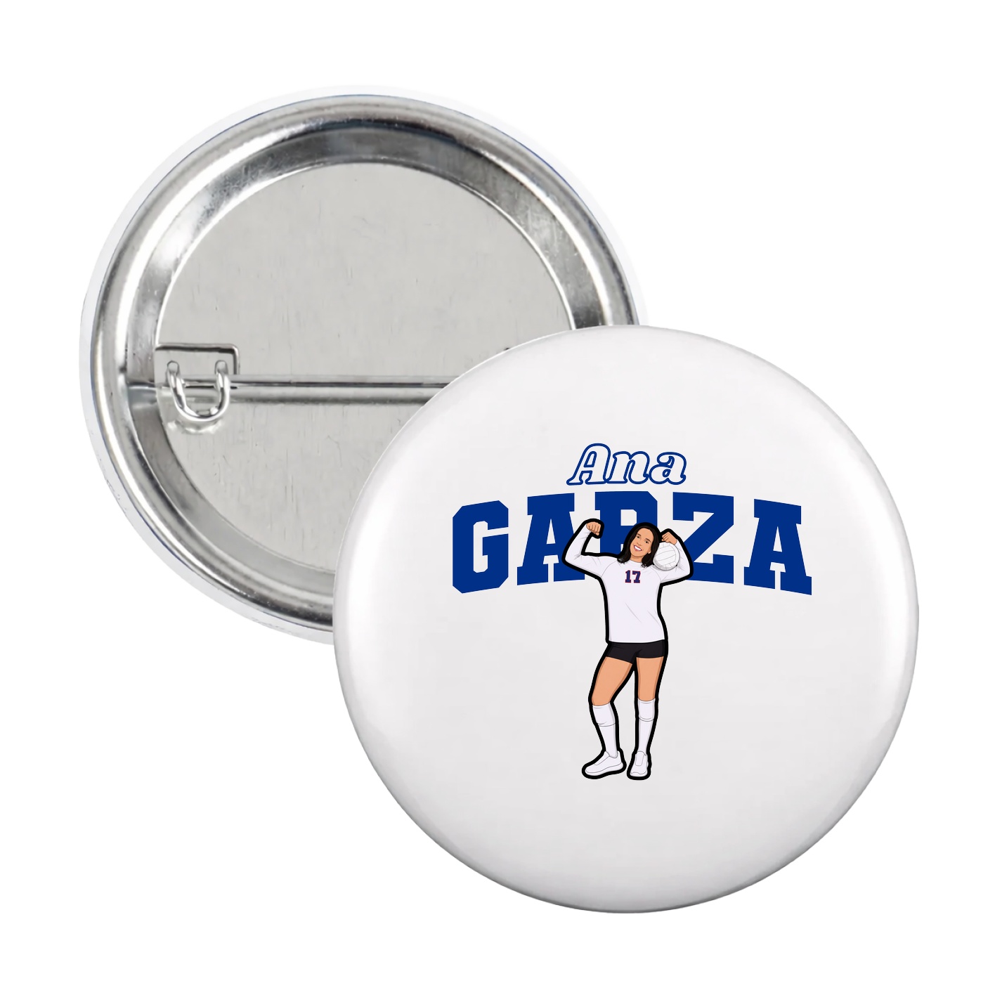 Game Day Button — Name Arch in White