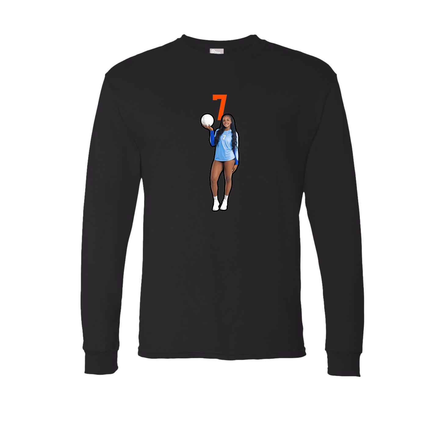 Long Sleeve Tee — Number Top in Black