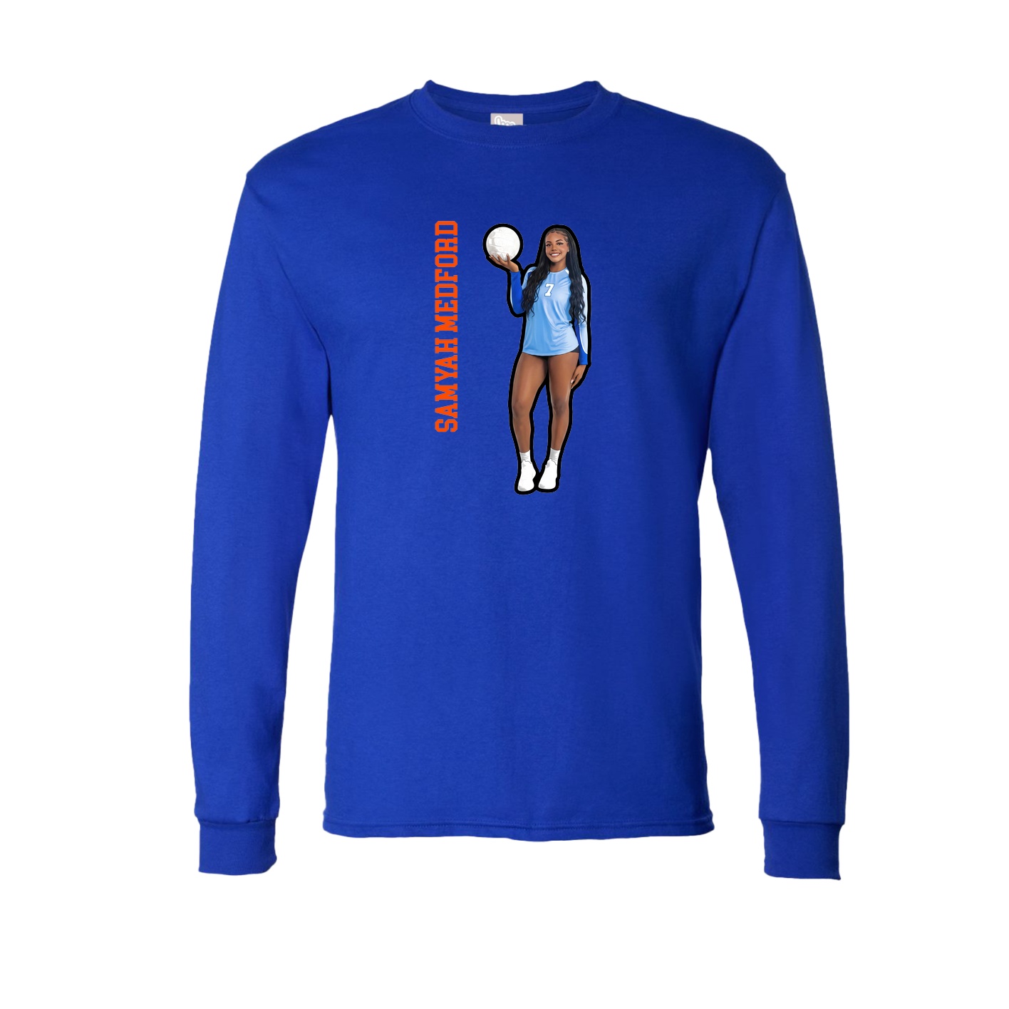 Long Sleeve Tee — Name Vertical in Royal