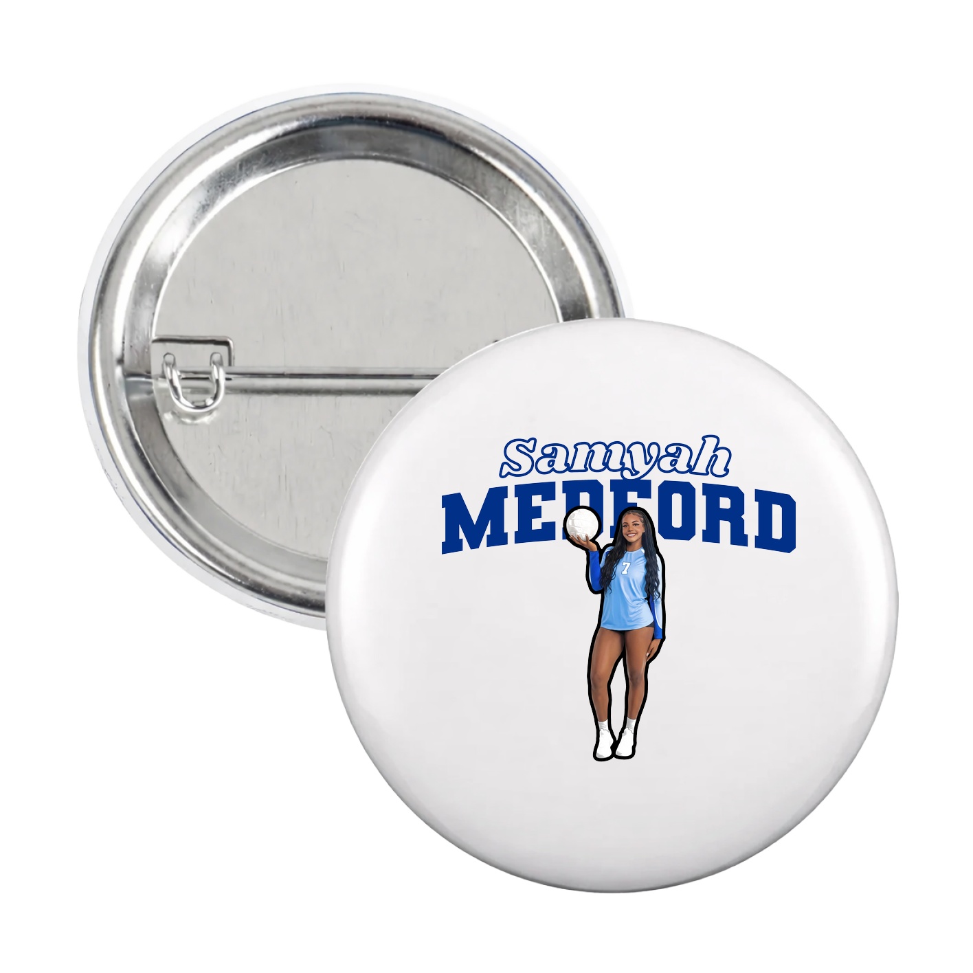 Game Day Button — Name Arch in White