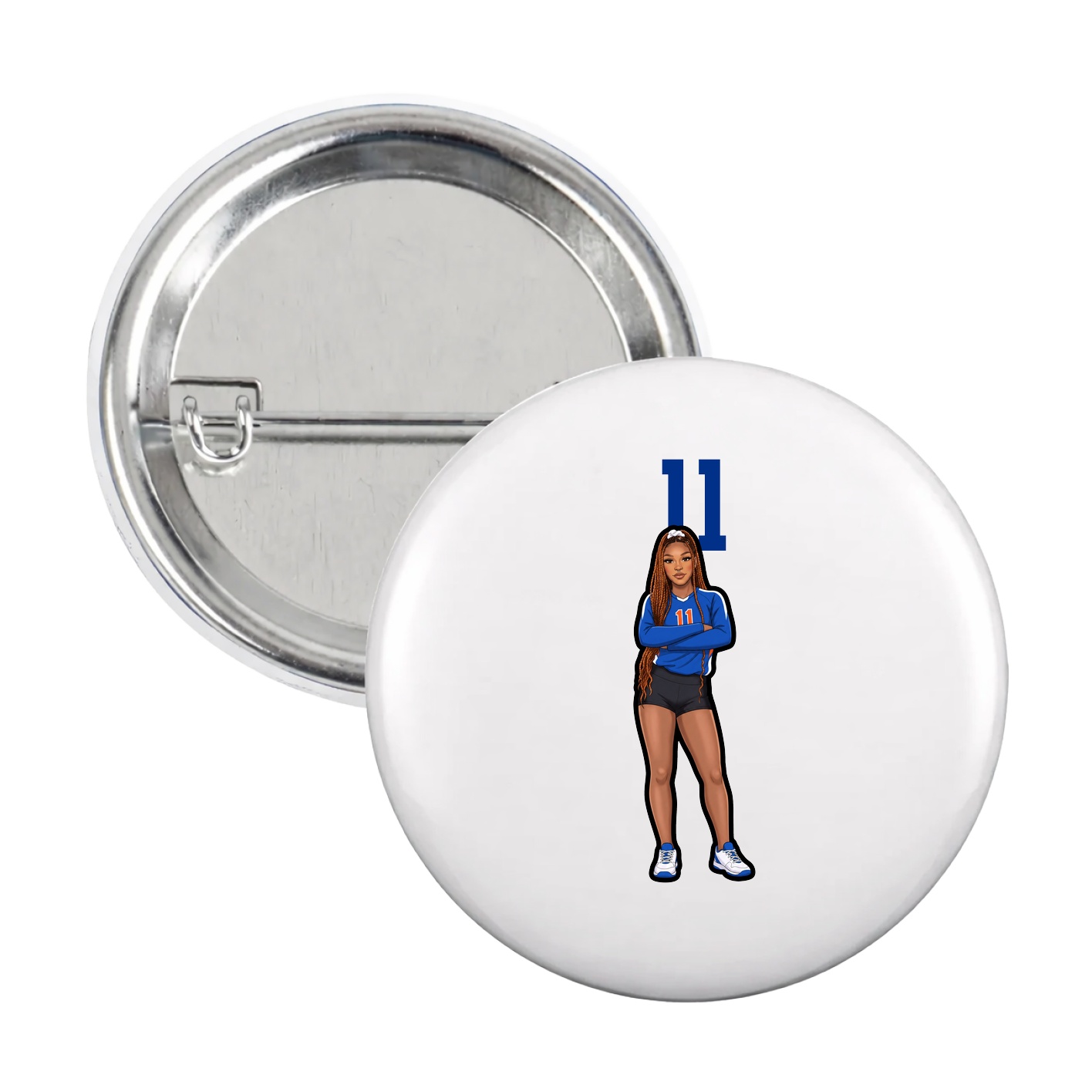 Game Day Button — Number Top in White