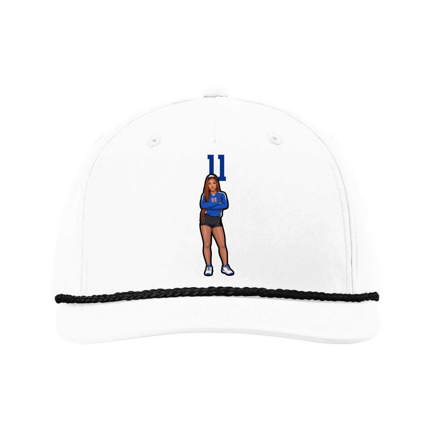Five-Panel Classic Rope Cap — Number Top in White