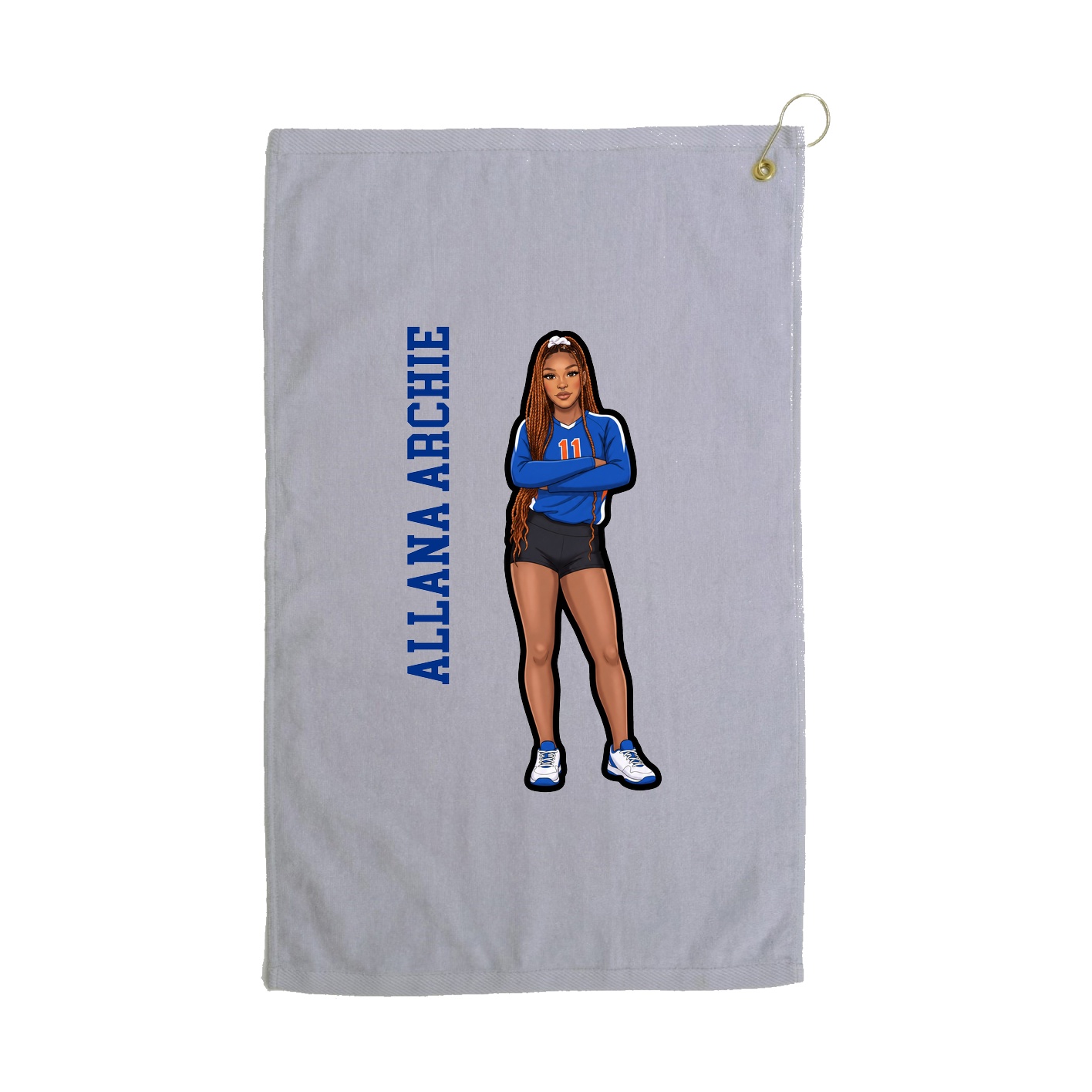 Golf Towel — Name Vertical in Grey