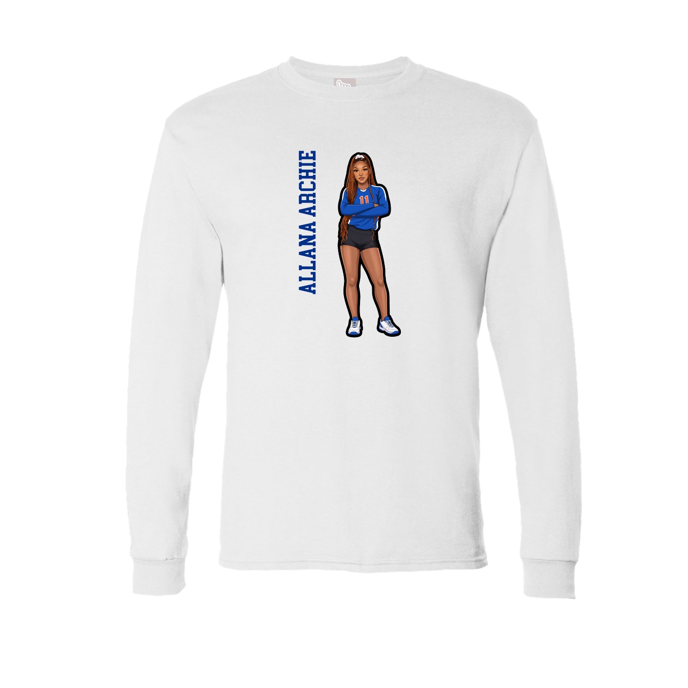Long Sleeve Tee — Name Vertical in White