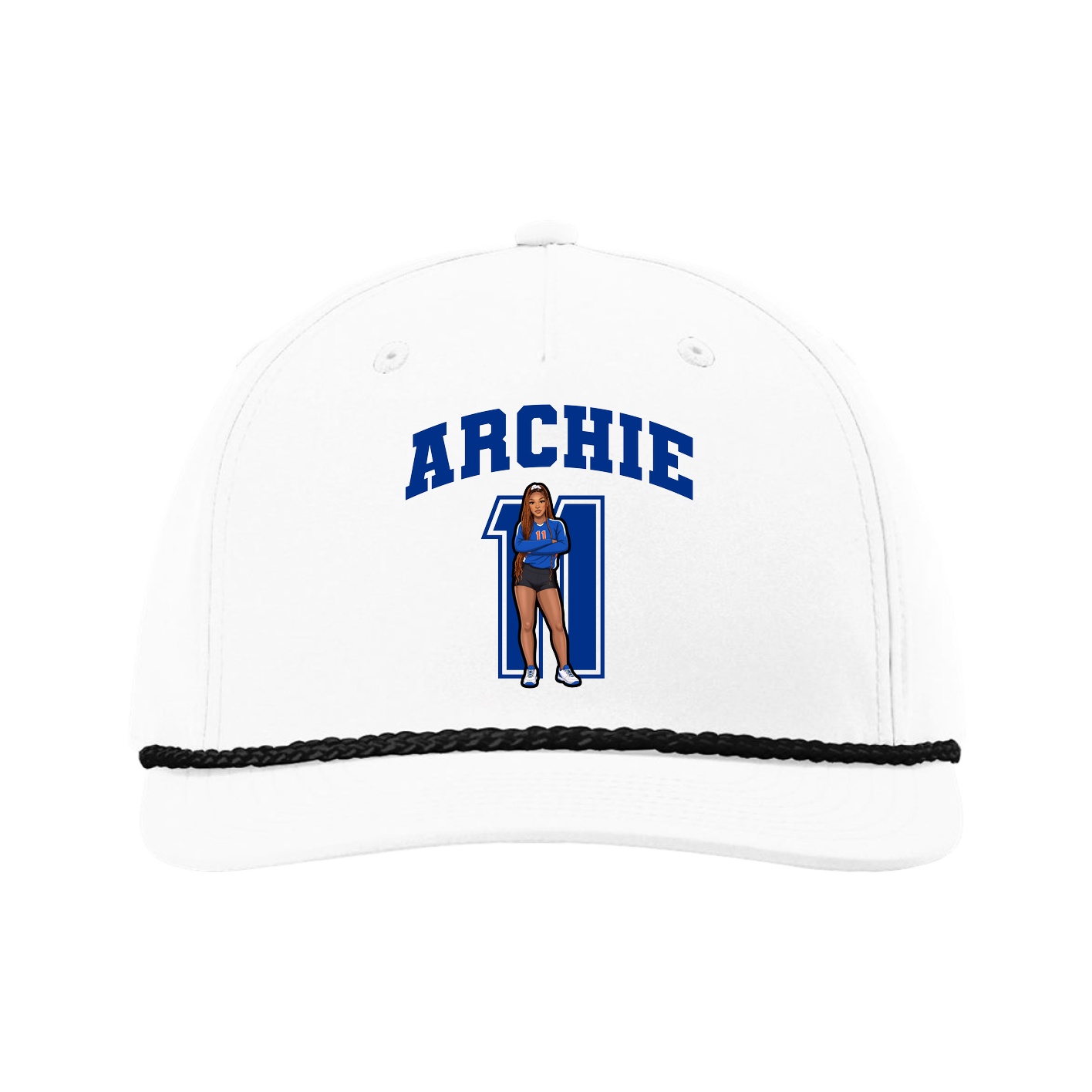 Five-Panel Classic Rope Cap — Number in White
