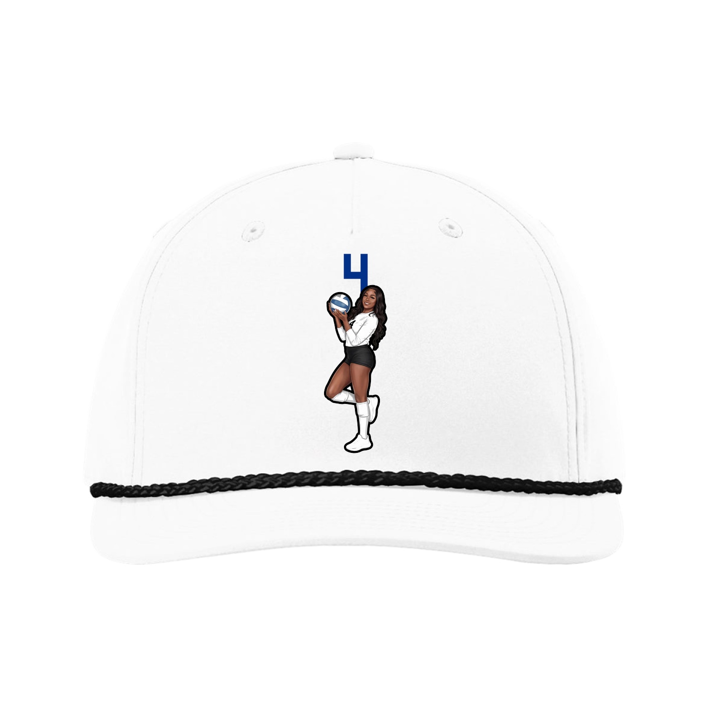 Five-Panel Classic Rope Cap — Number Top in White
