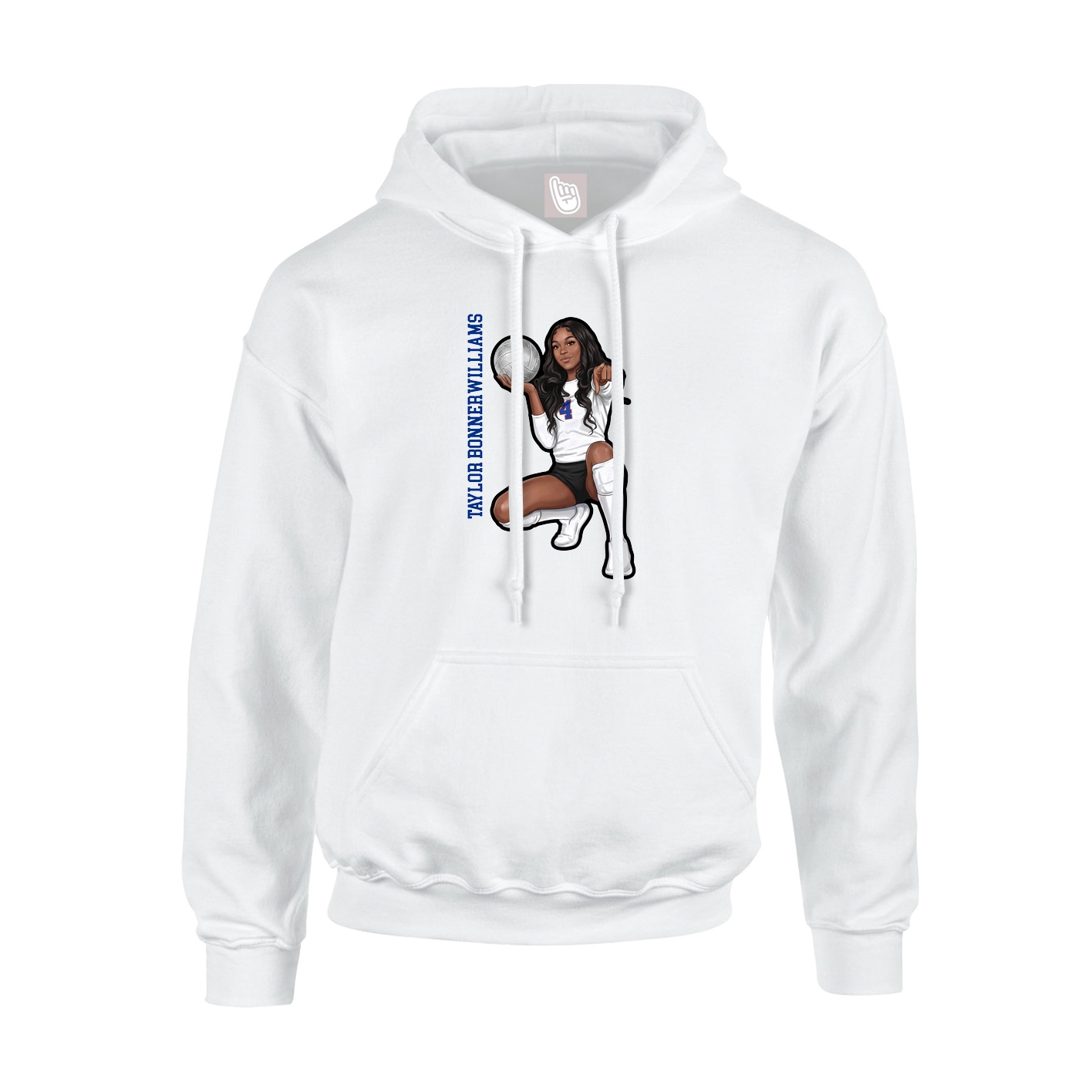 Youth Hoodie — Name Vertical in White