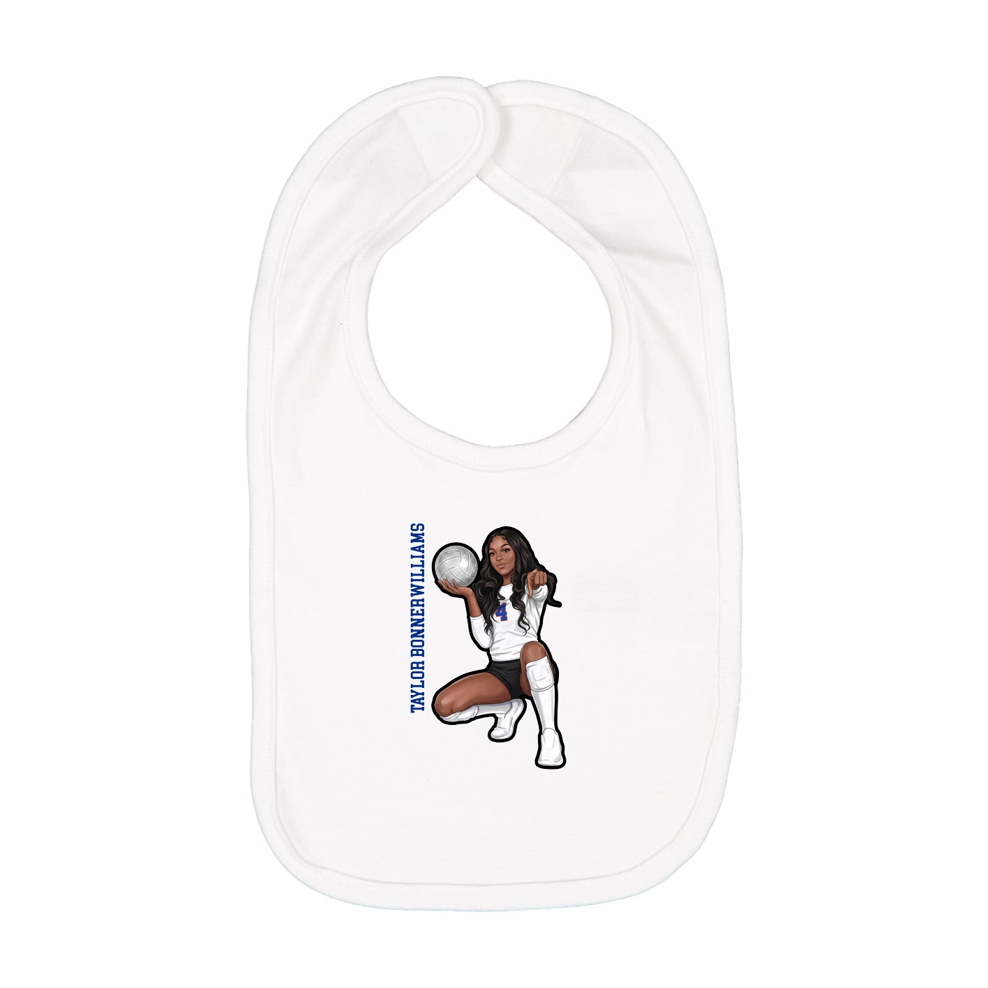 Infant Bib — Name Vertical in White