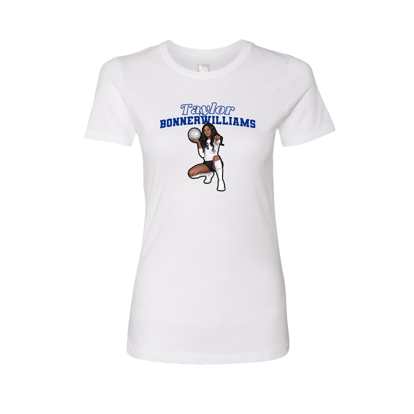 Fitted Women's Tee — Name Arch in White