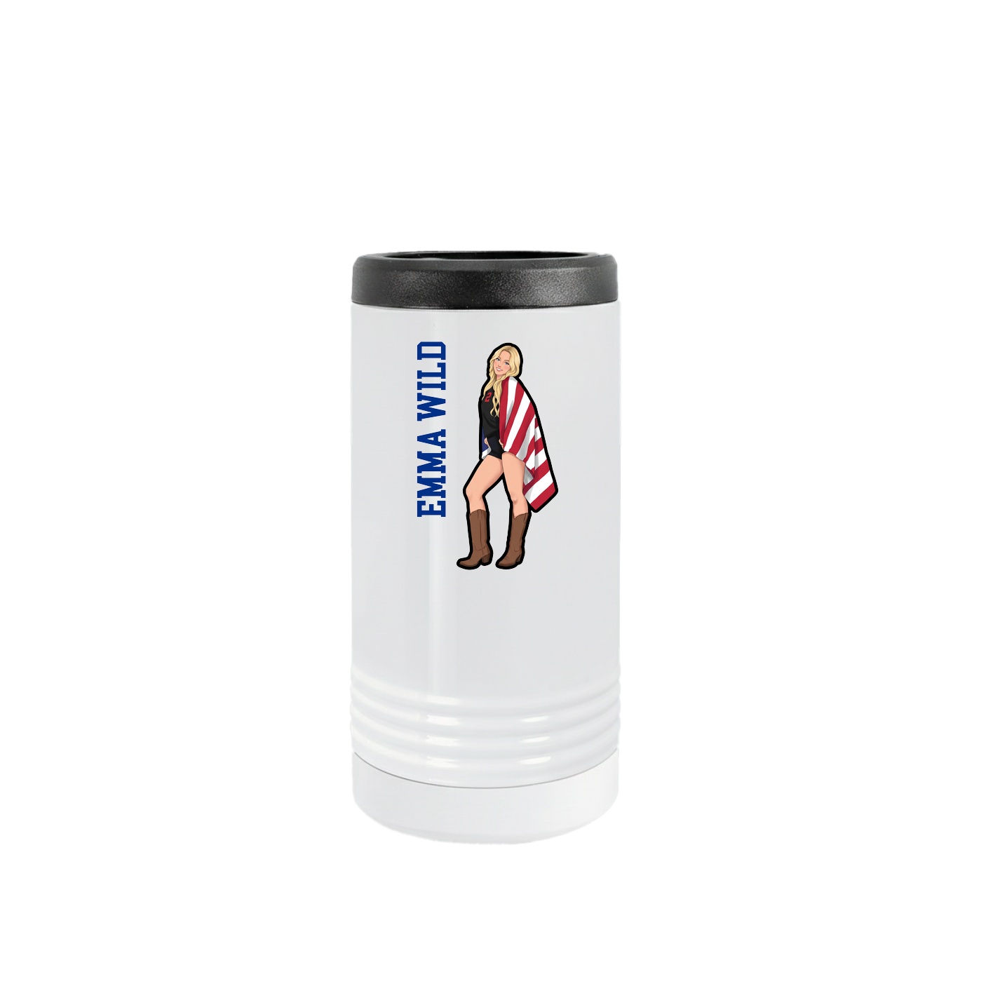 Slim Beverage Holder — Name Vertical in White