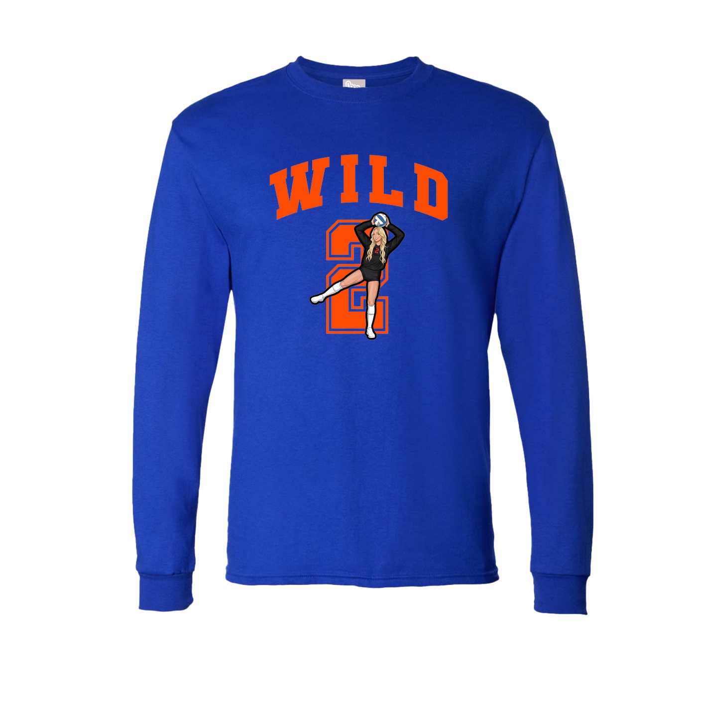 Long Sleeve Tee — Number in Royal