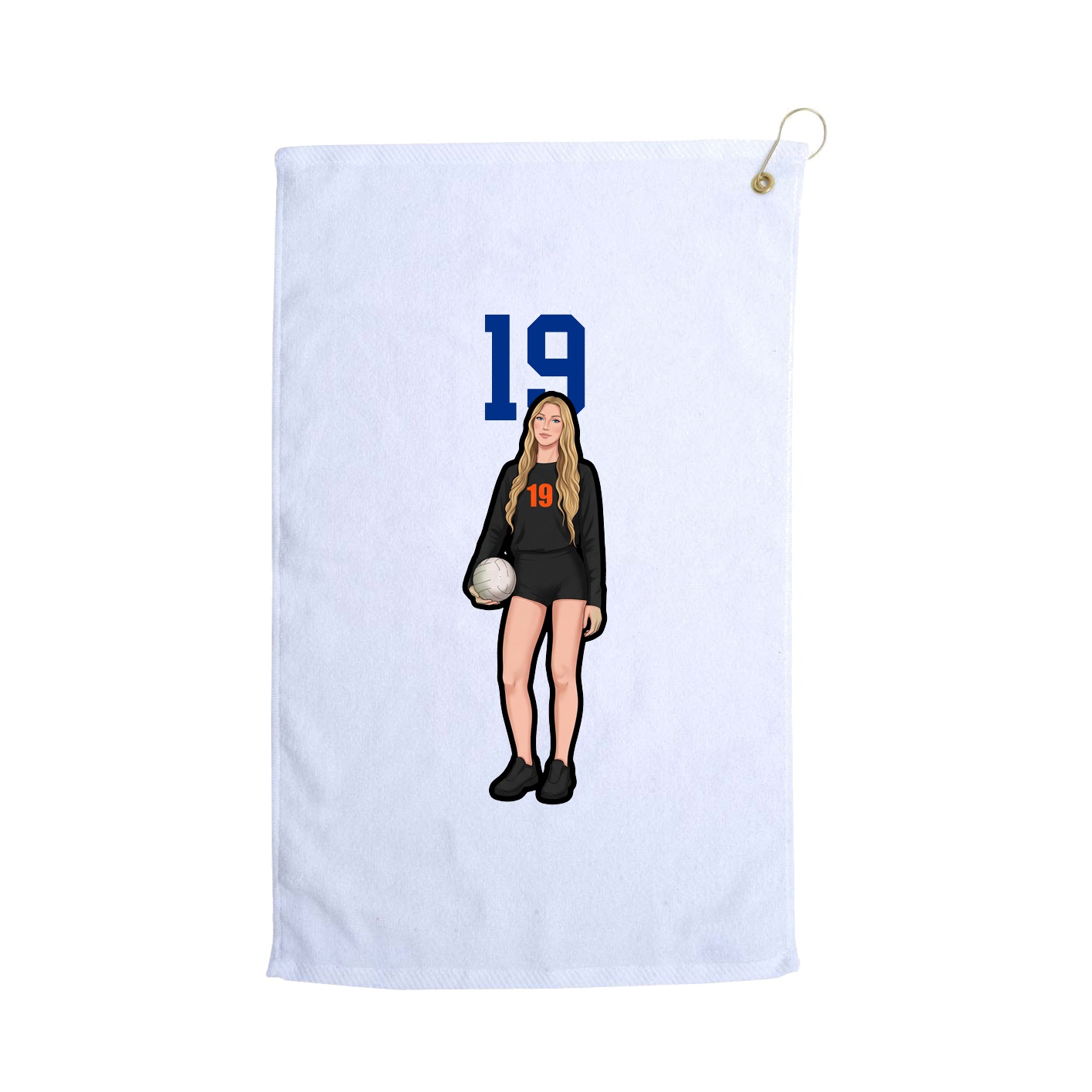 Golf Towel — Number Top in White