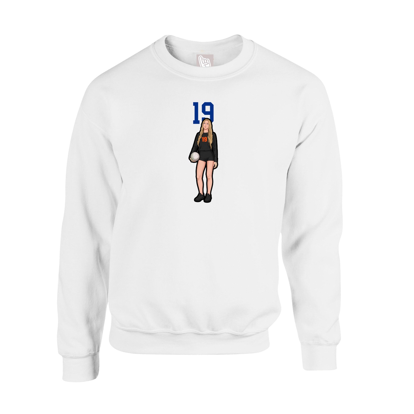 Fleece Crew — Number Top in White