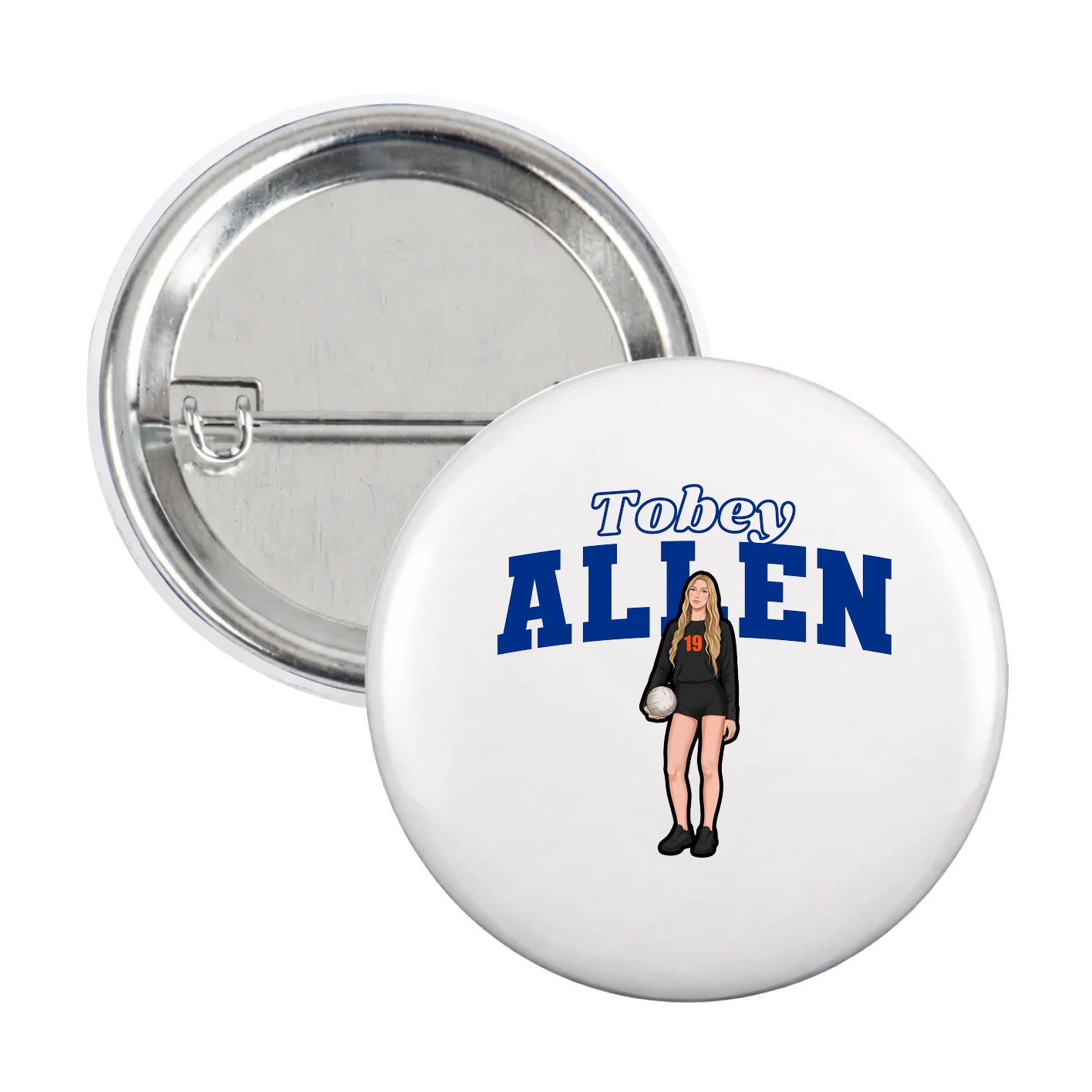 Game Day Button — Name Arch in White