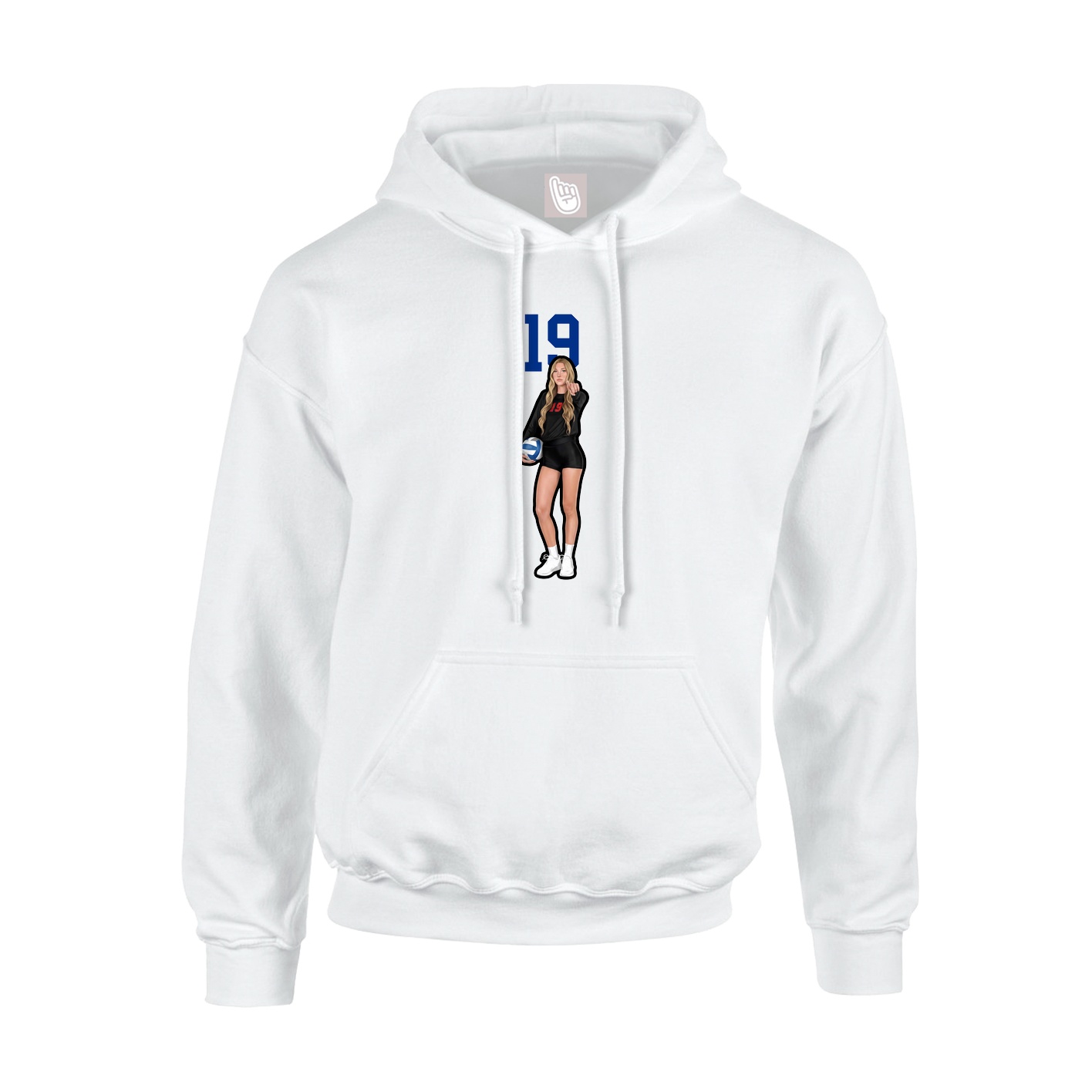 Youth Hoodie — Number Top in White