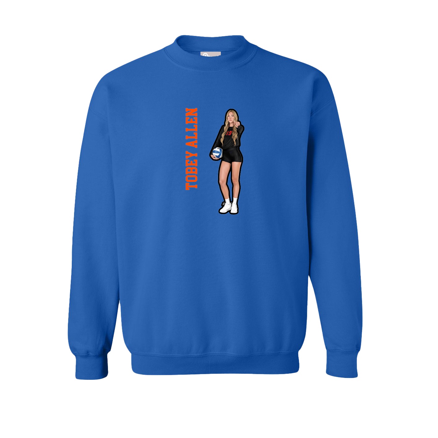 Fleece Crew — Name Vertical in Royal