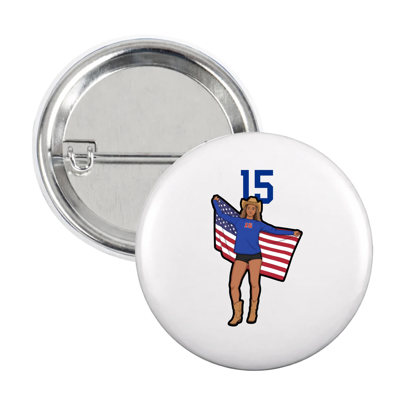 Game Day Button — Number Top in White