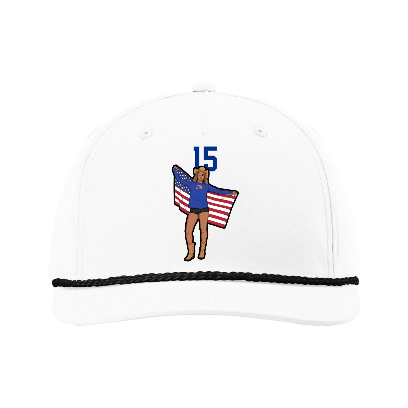 Five-Panel Classic Rope Cap — Number Top in White