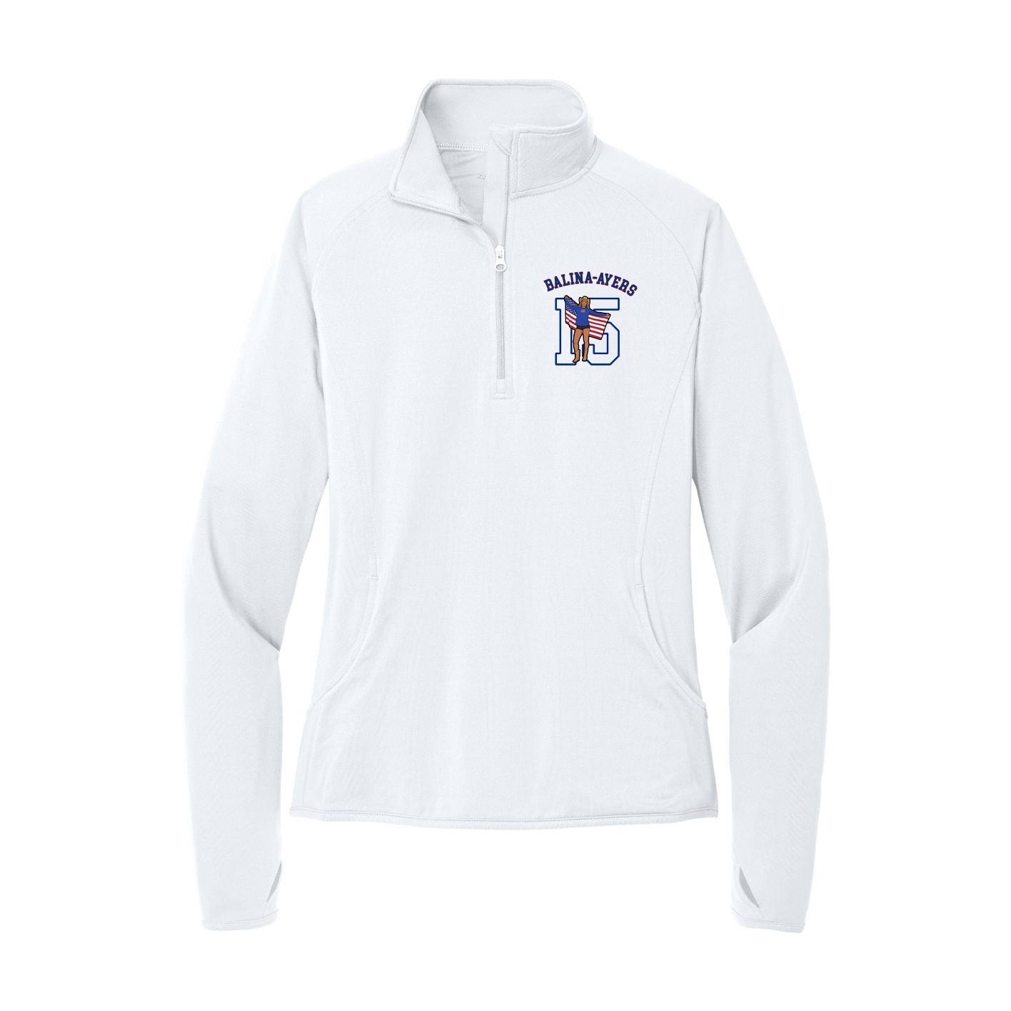 Women's Q-Zip Pullover — Shirsey Arch in White