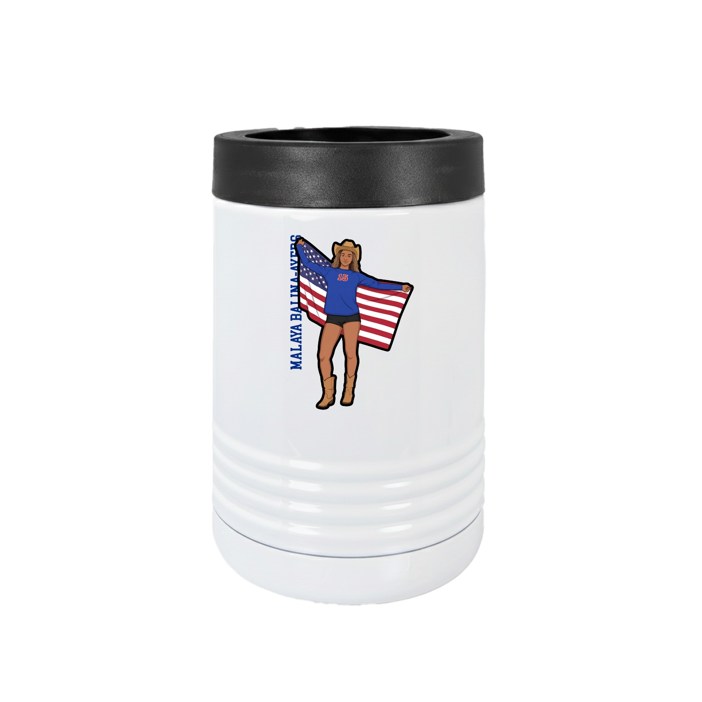 Beverage Holder — Name Vertical in White