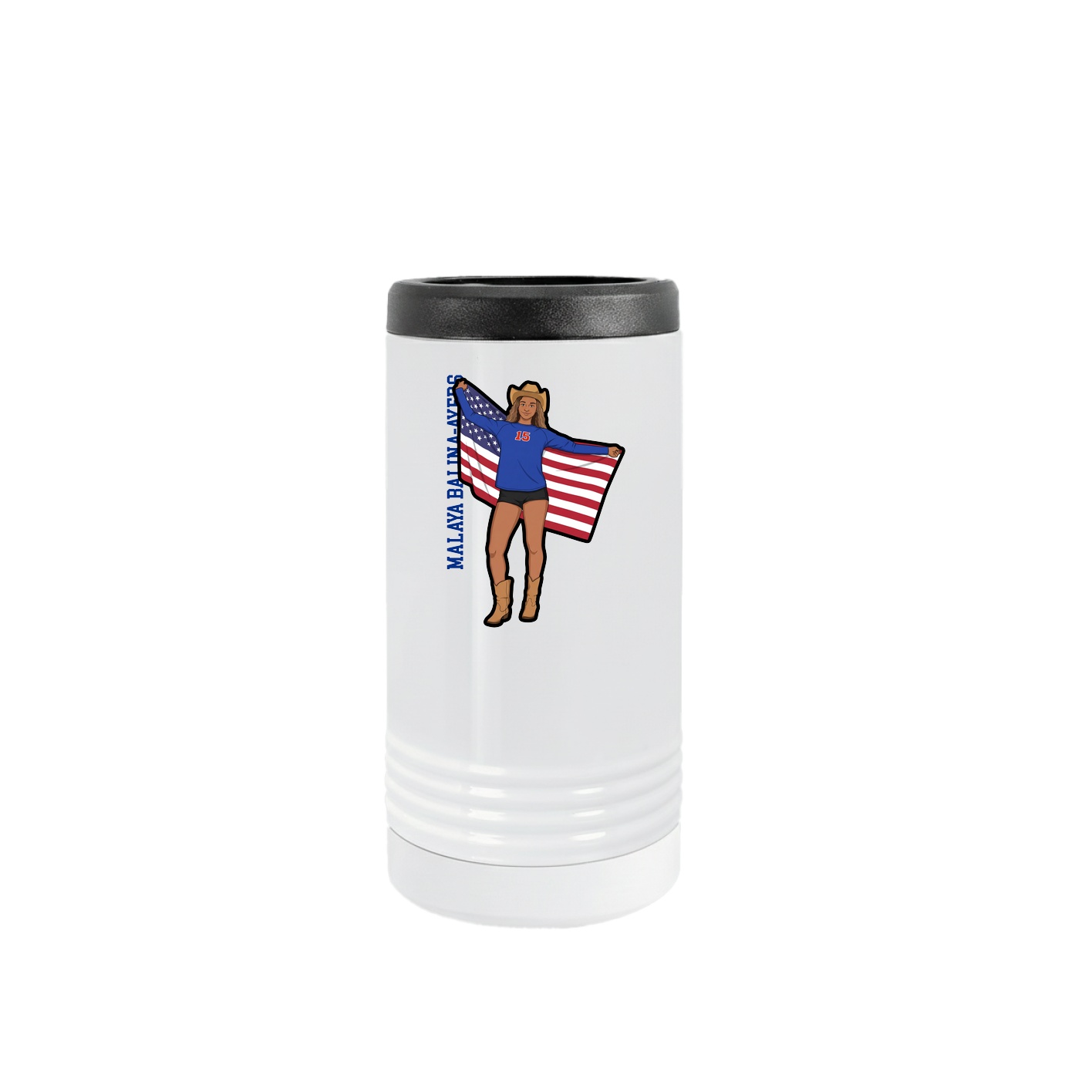 Slim Beverage Holder — Name Vertical in White