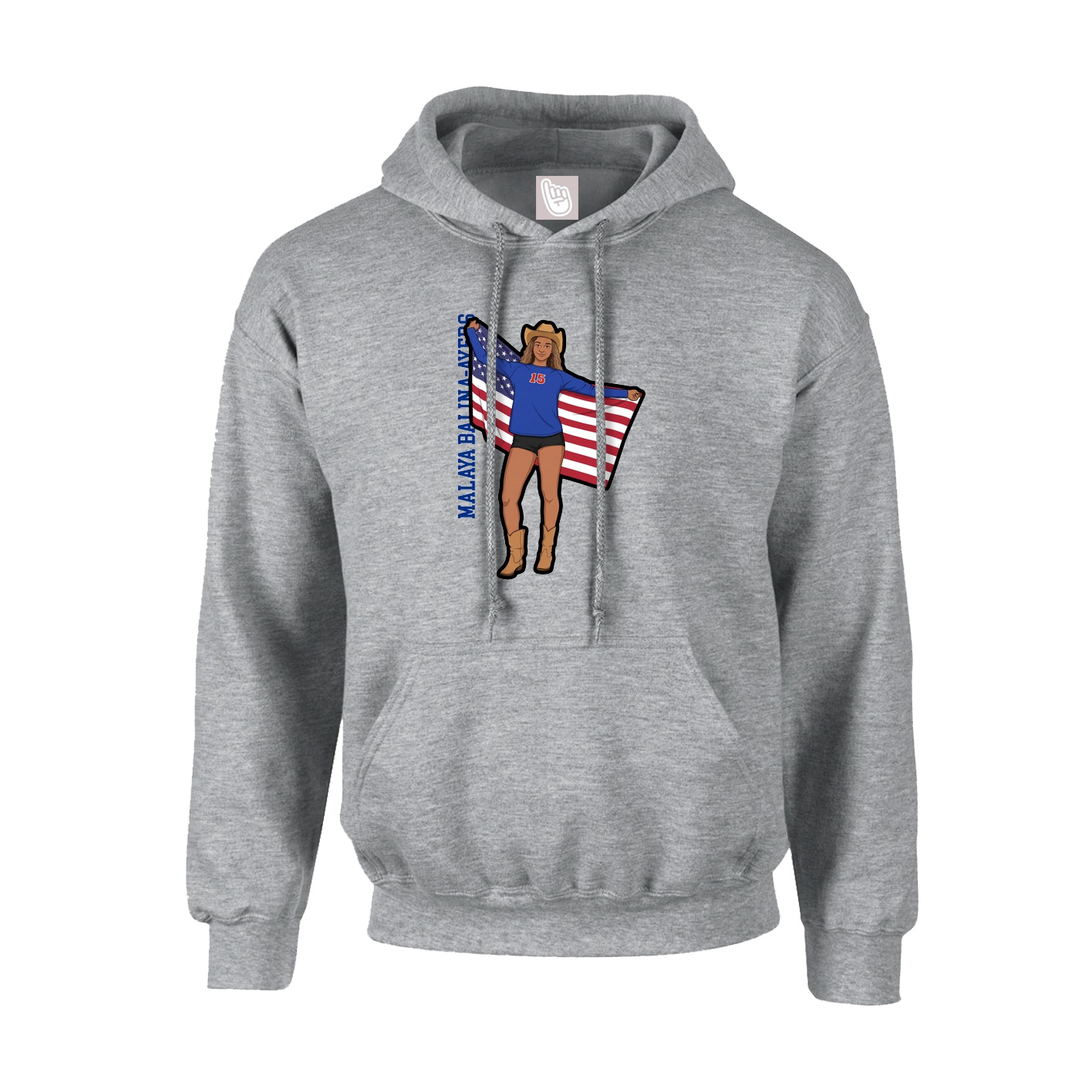 Hoodie — Name Vertical in Grey