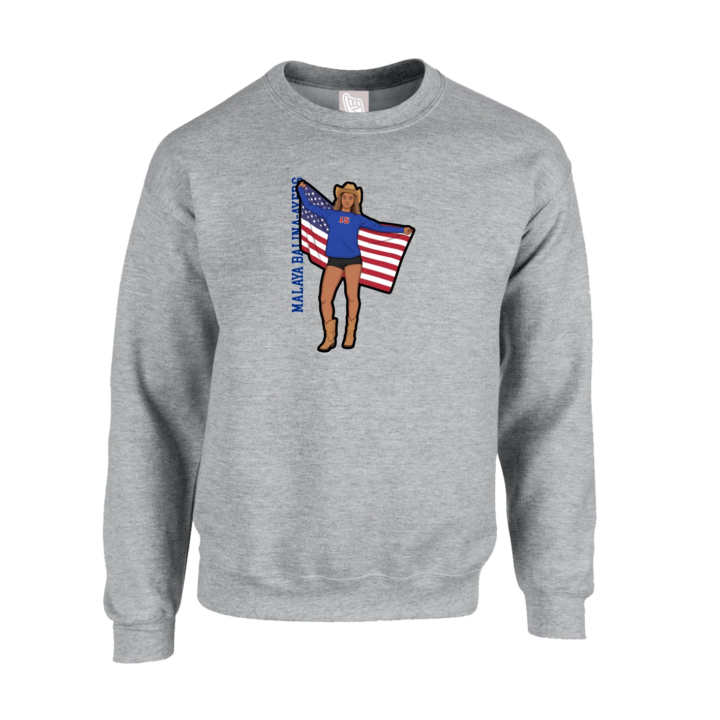 Fleece Crew — Name Vertical in Grey
