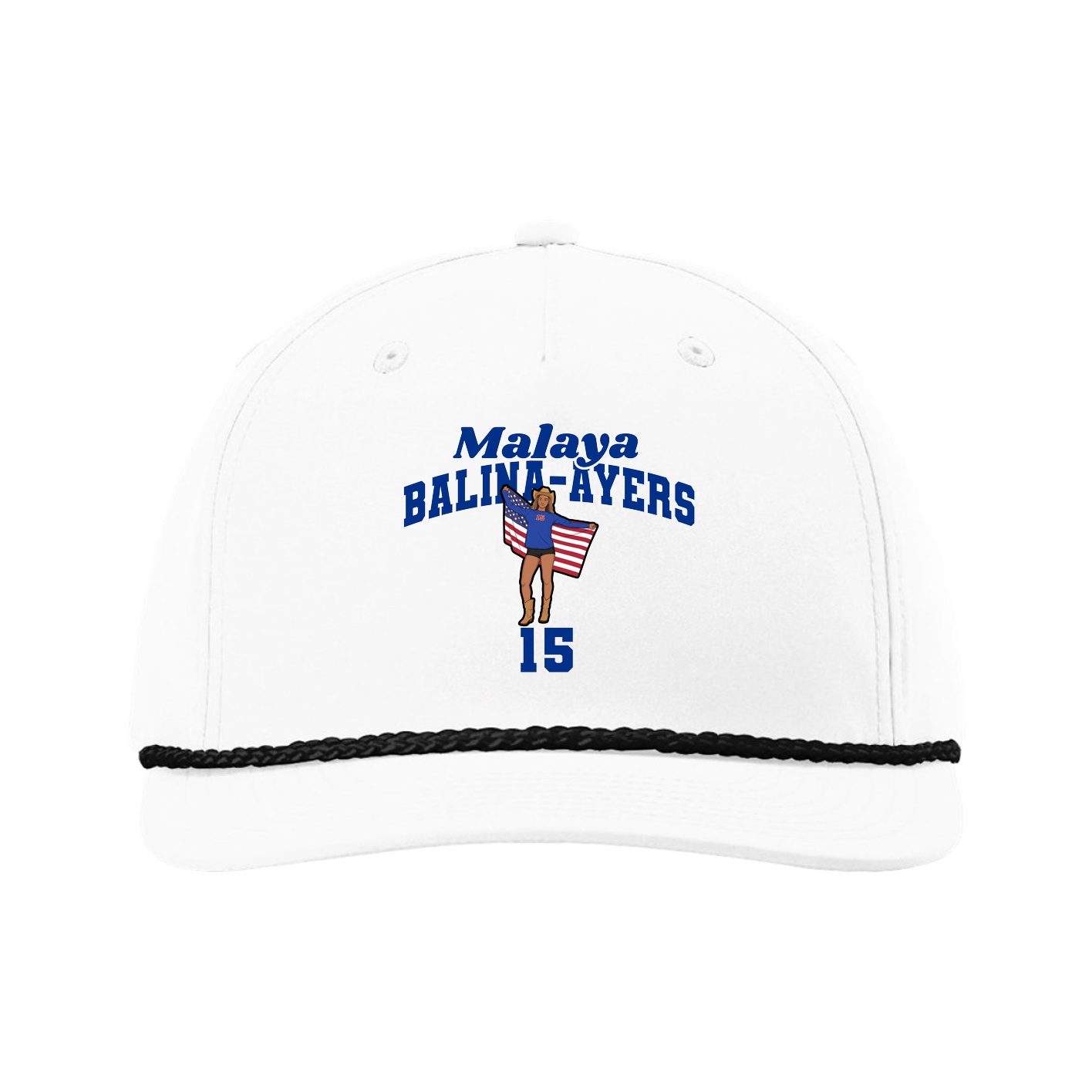 Five-Panel Classic Rope Cap — Signature Arch in White