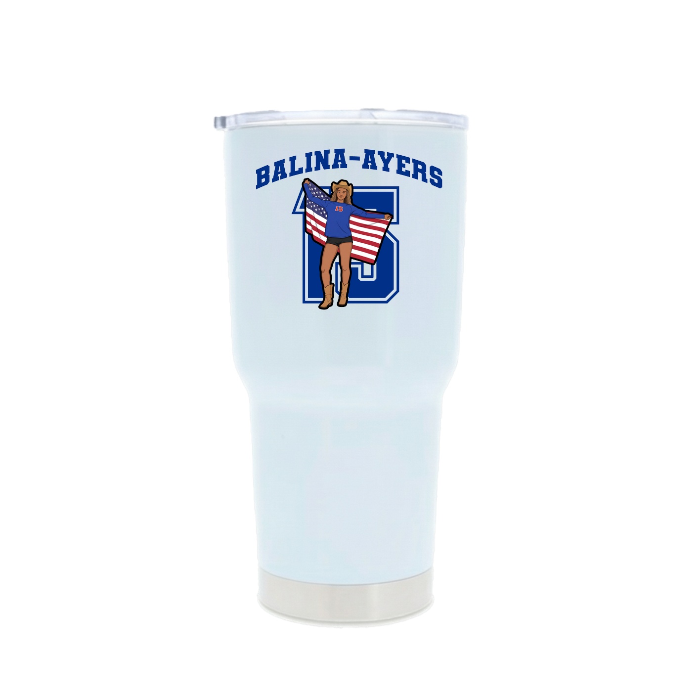 30oz Stainless Steel Tumbler — Number in White