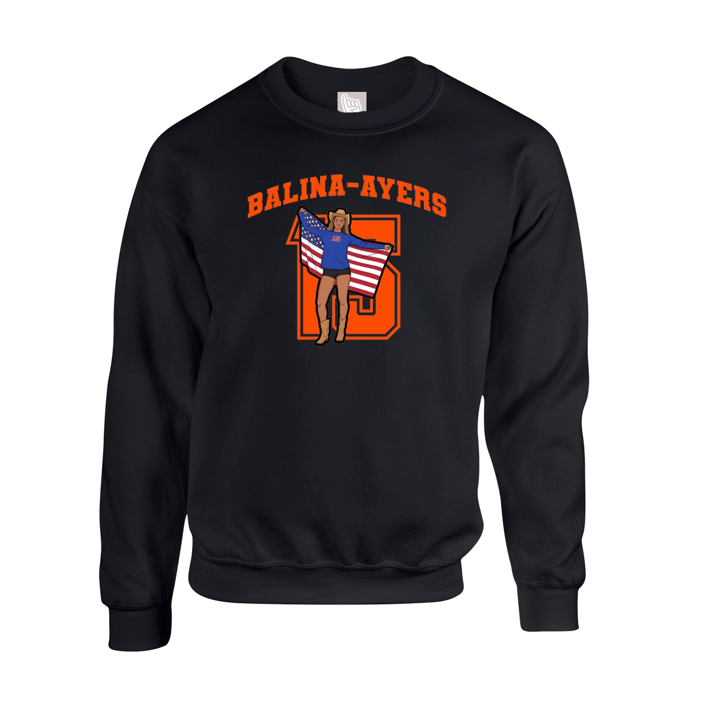 Fleece Crew — Number in Black