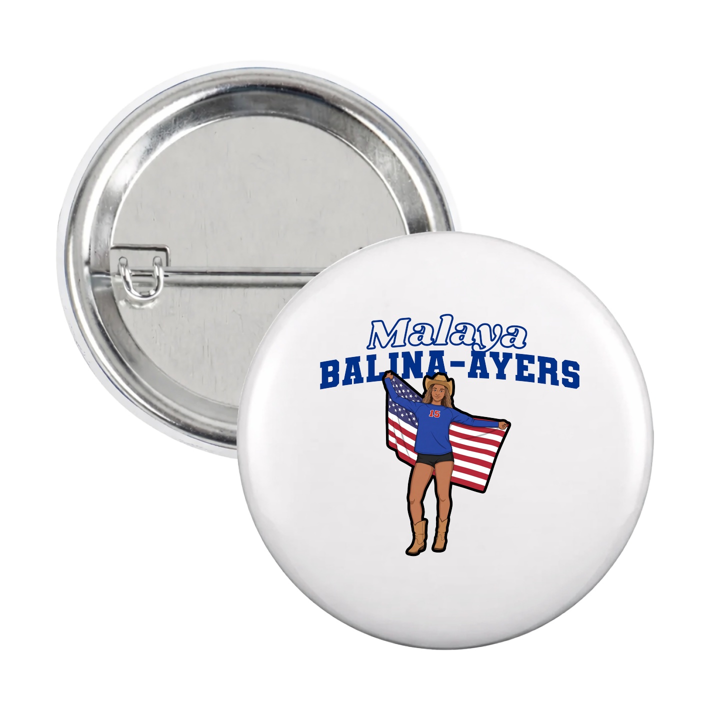 Game Day Button — Name Arch in White